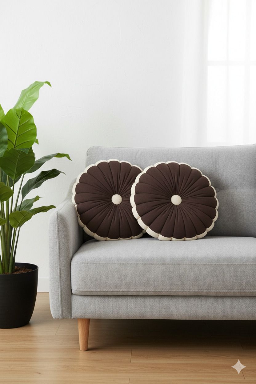 Premium Two Tone Round cushion Microfibre Solid Cushion Pack of 1-image-19