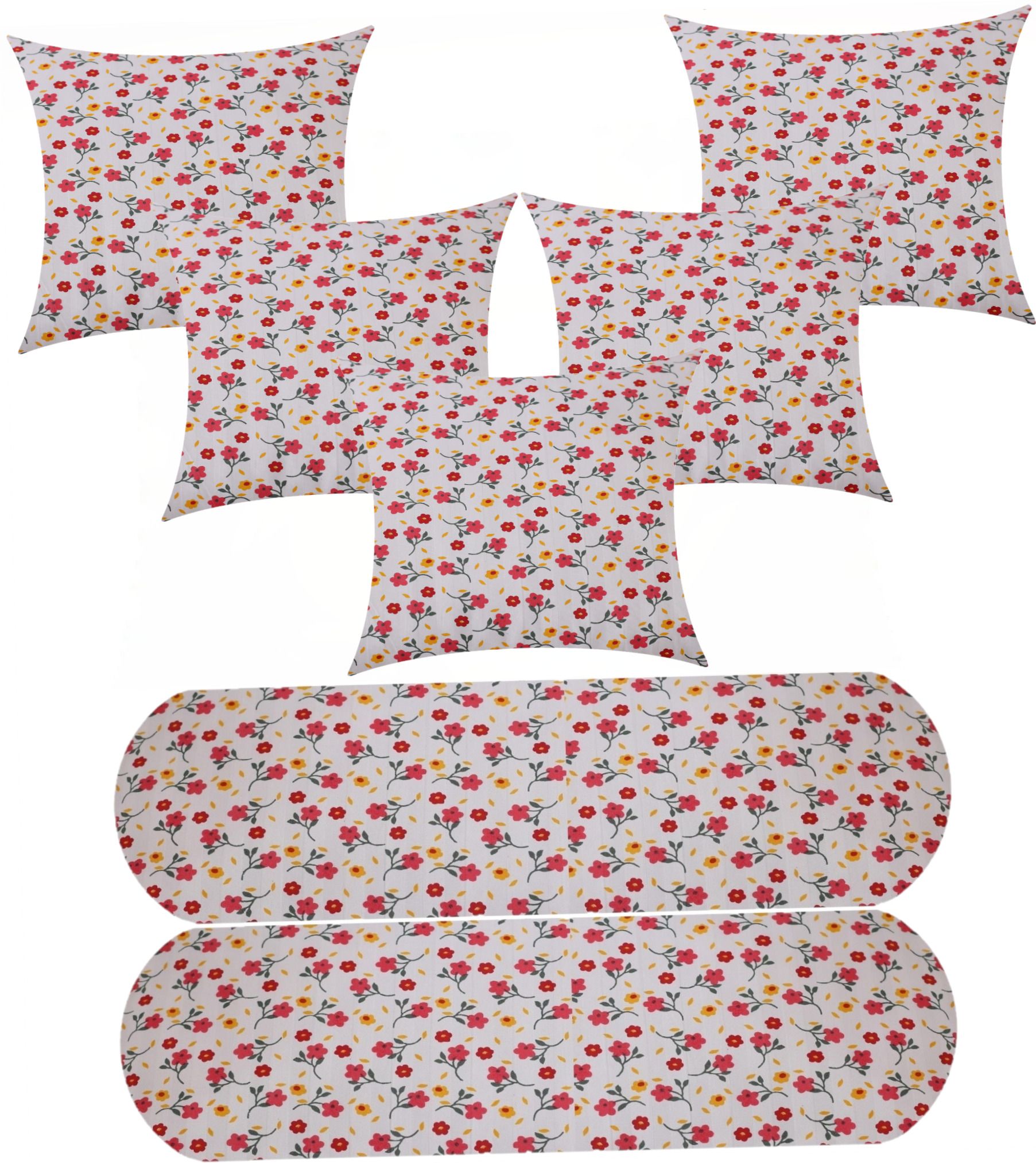 actos Microfibre Bolster Pack of 7 Floral Combo Set of 5 Cushion And 2-picture-23