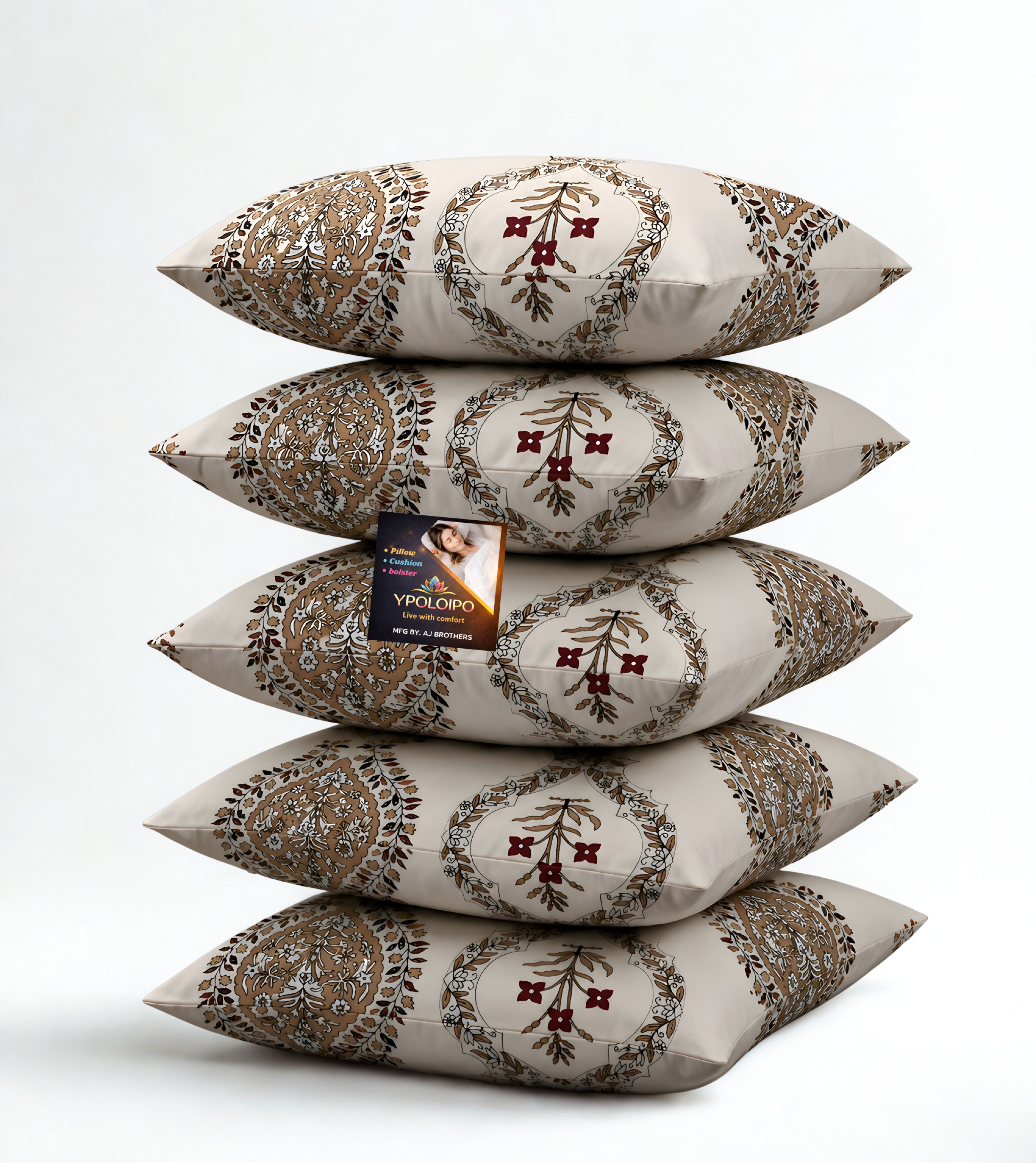 Microfibre Cushion Pack of 5 Floral Premium Cushion Set (16x16 inch)-image-18