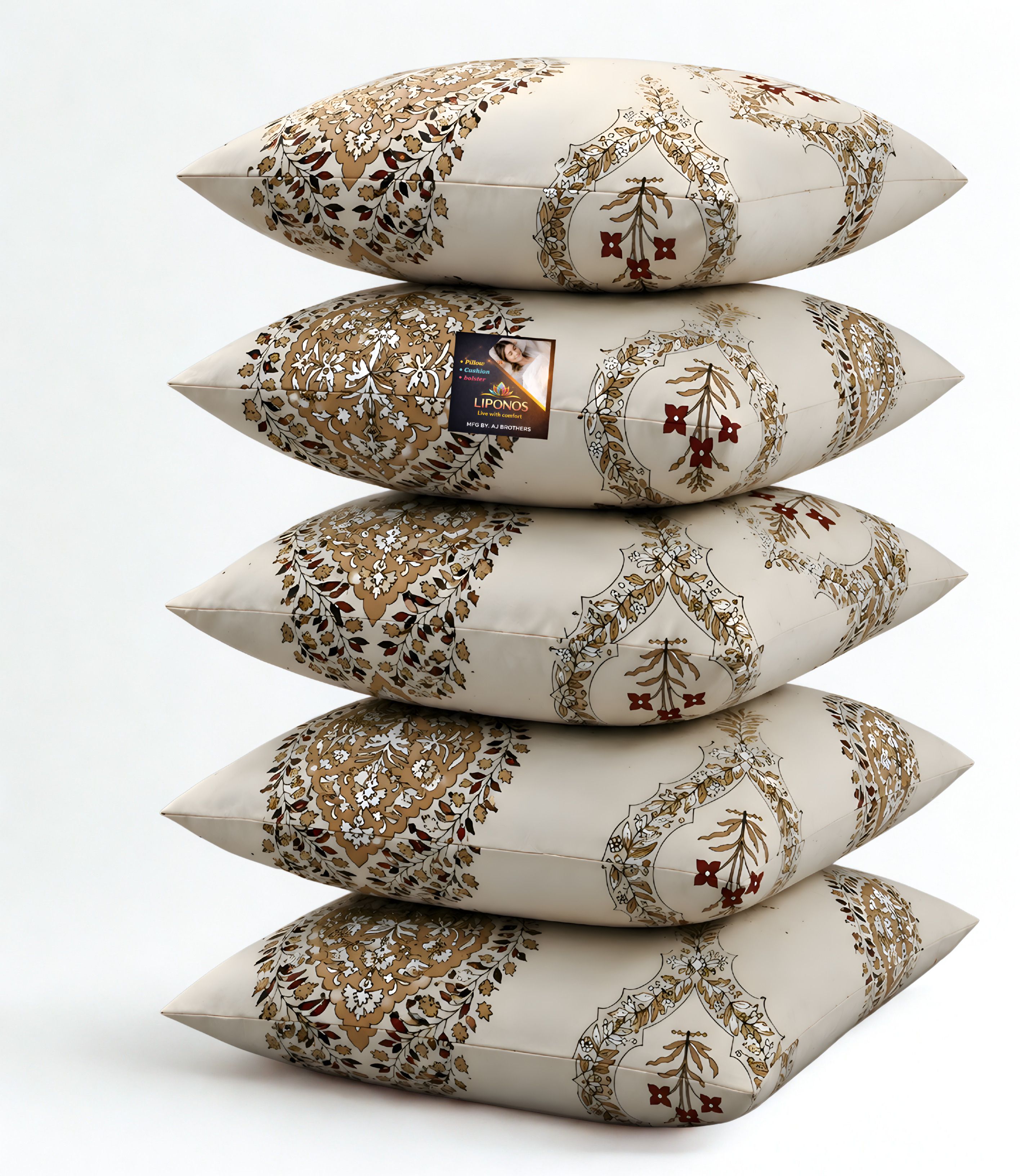 liponos Microfibre Cushion Pack of 5 Floral Premium Cushion Set (16x16 inch)-picture-27