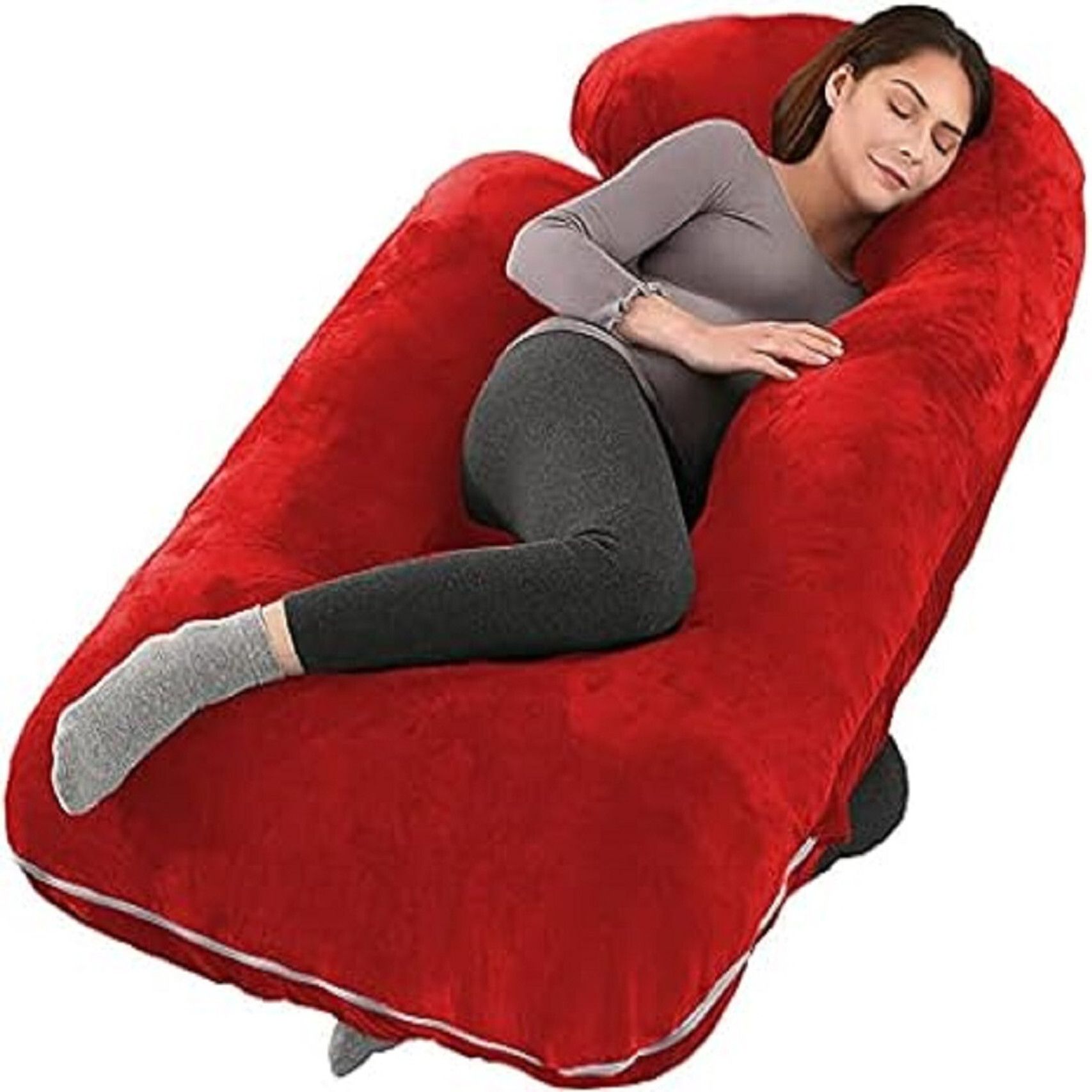 Microfibre Body Pillow Pack of 1 Solid j shape-image-37