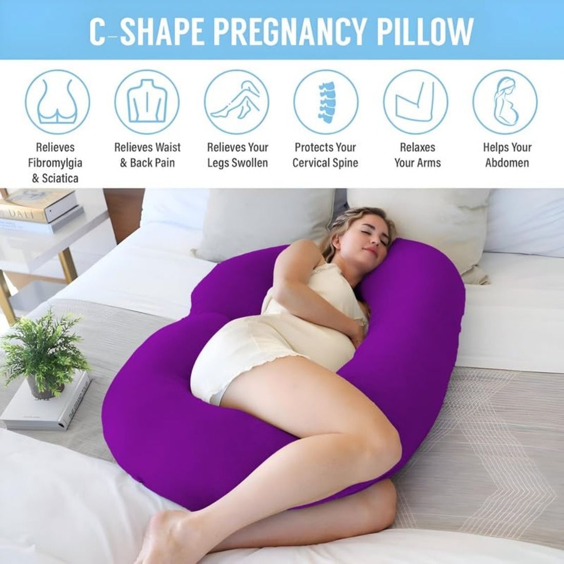 wild mint ultra soft C shaped Polyester Fibre Solid Pregnancy Pillow Pack of 1-picture-32