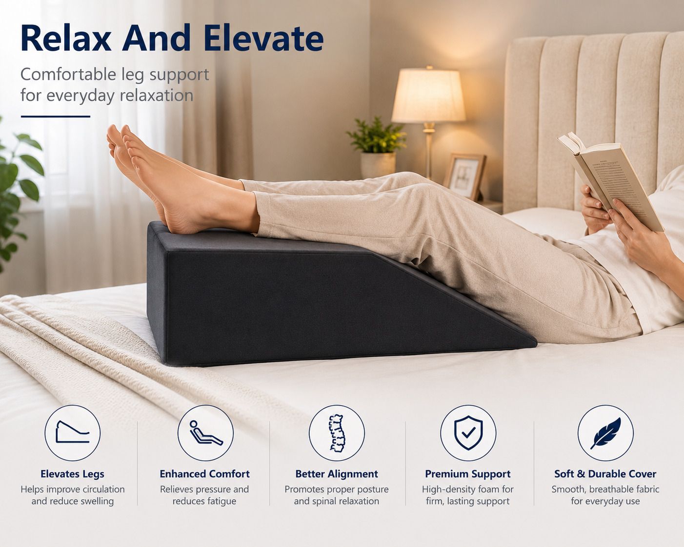 Foam Orthopaedic Pillow Pack of 1 Solid High Density Foam Leg Wedge Cushion-image-45