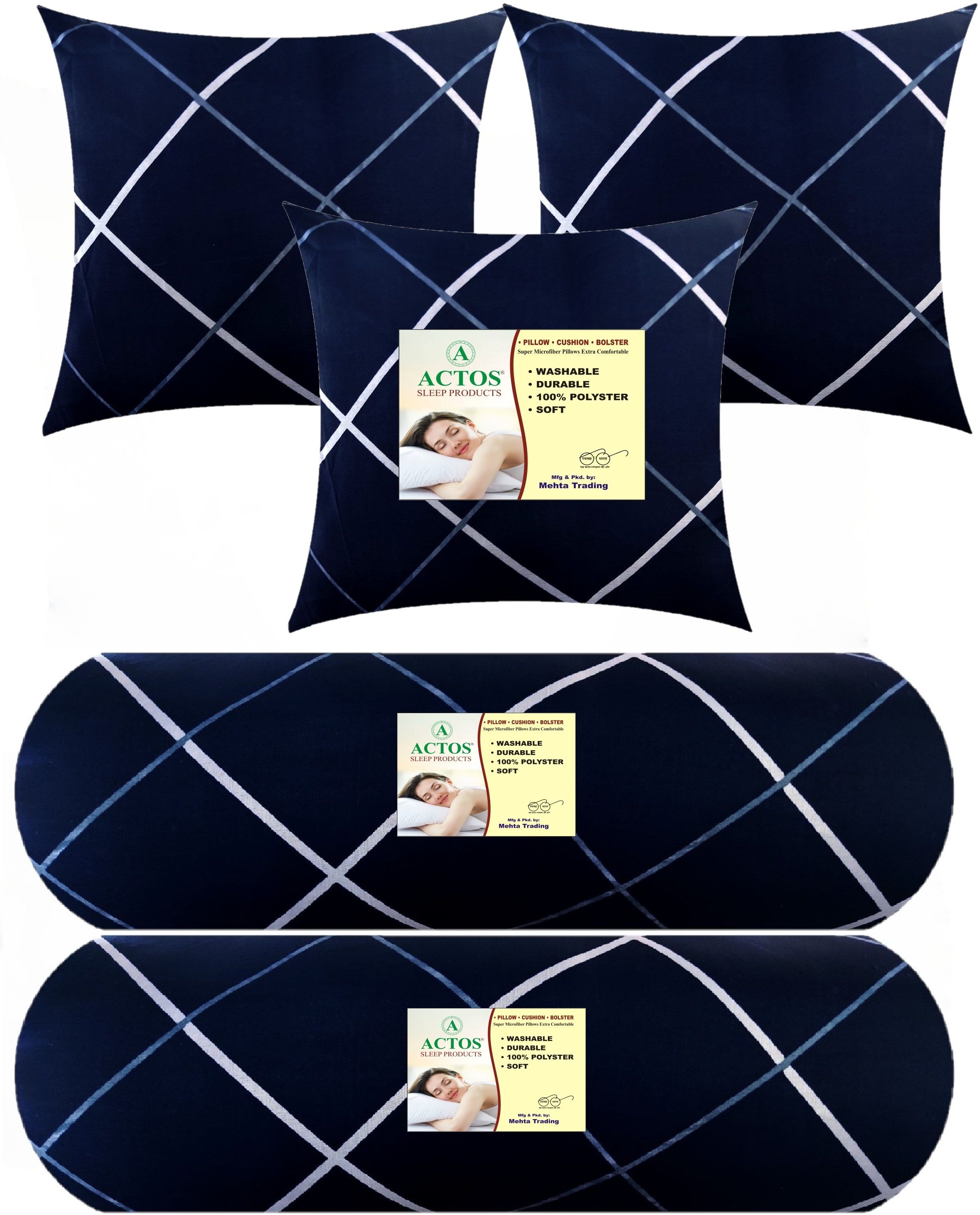 Microfibre Bolster Pack of 5 Geometric 3 Cushion 2 bolster-image-20