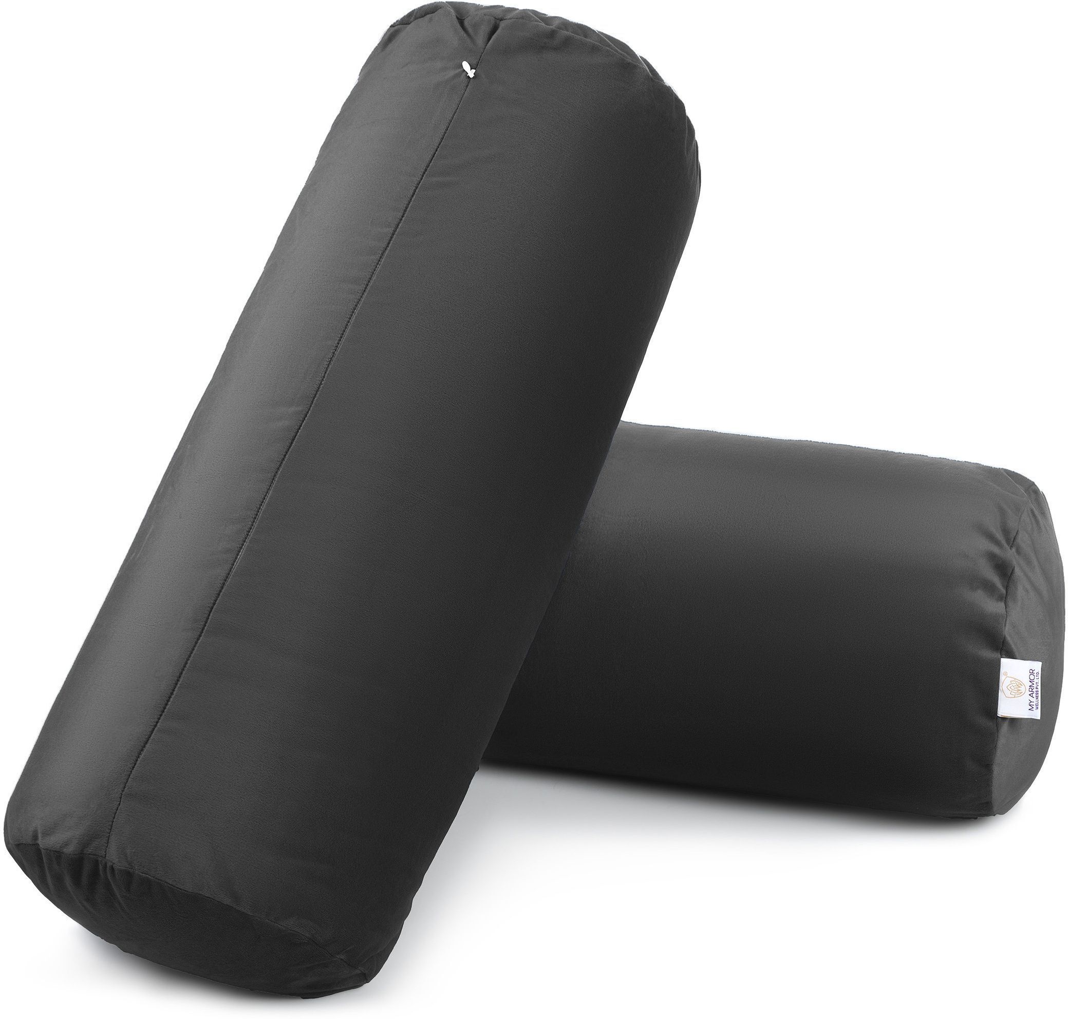 Microfiber Bolster Pillow Set of 2, Light, Soft & Fluffy with Velvet Zip Cover Microfibre Solid Bolster Pack of 2