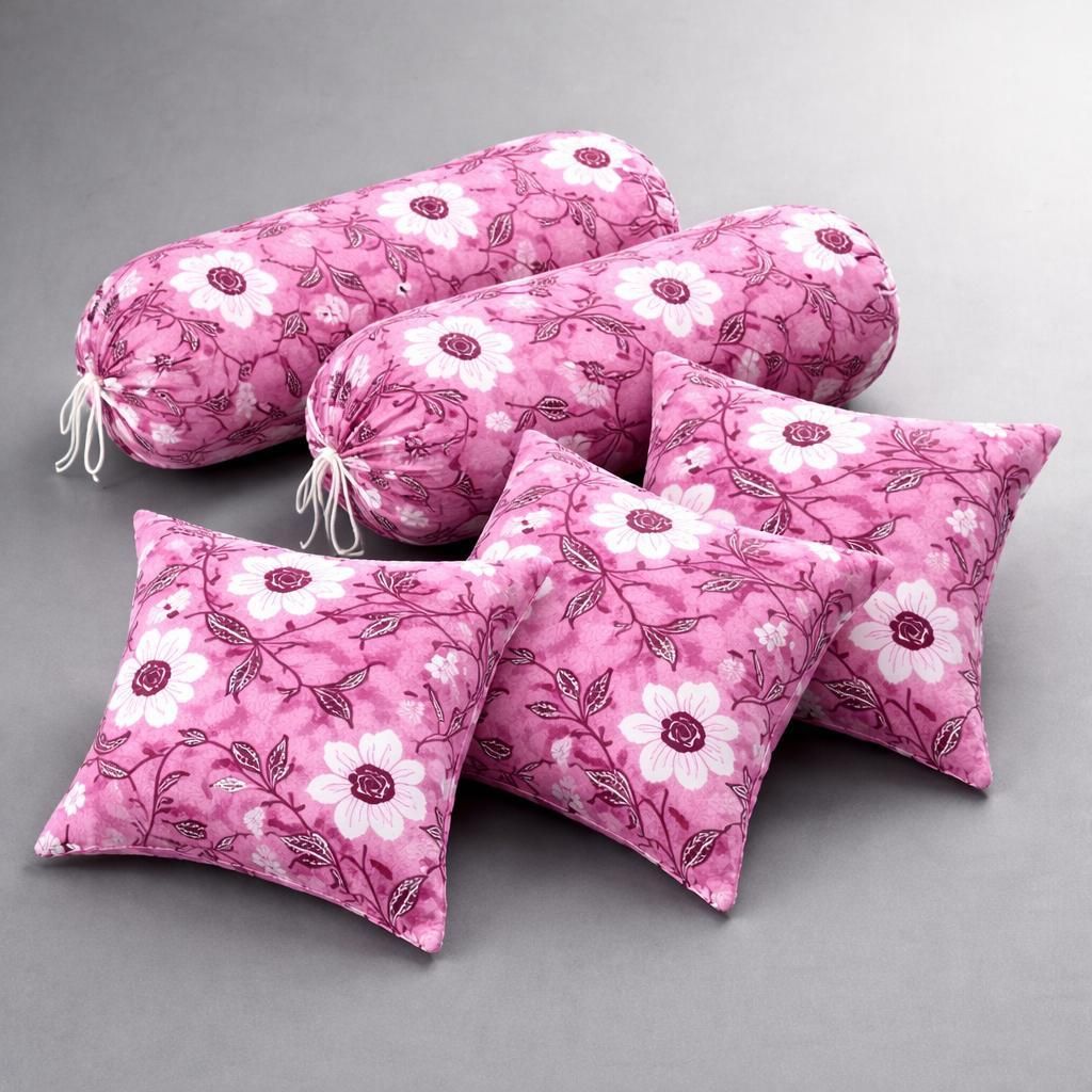 soft snooze Microfibre Bolster Pack of 5 Printed Luxury soft-picture-22