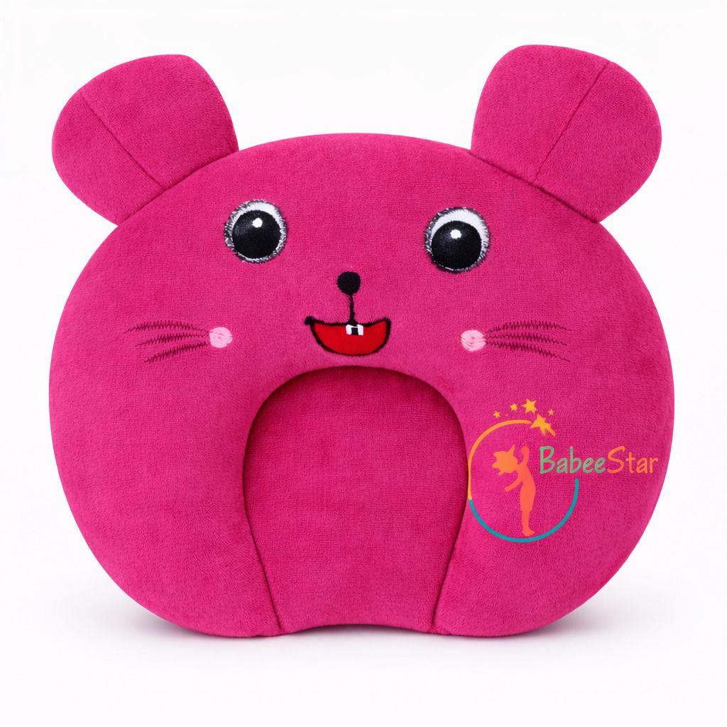 Mustard Seeds, Microfibre Baby Pillow Pack of 1 Animals Cartoon Kids Pillow | Sleeping Cushion for Girls | Cute Animal Print