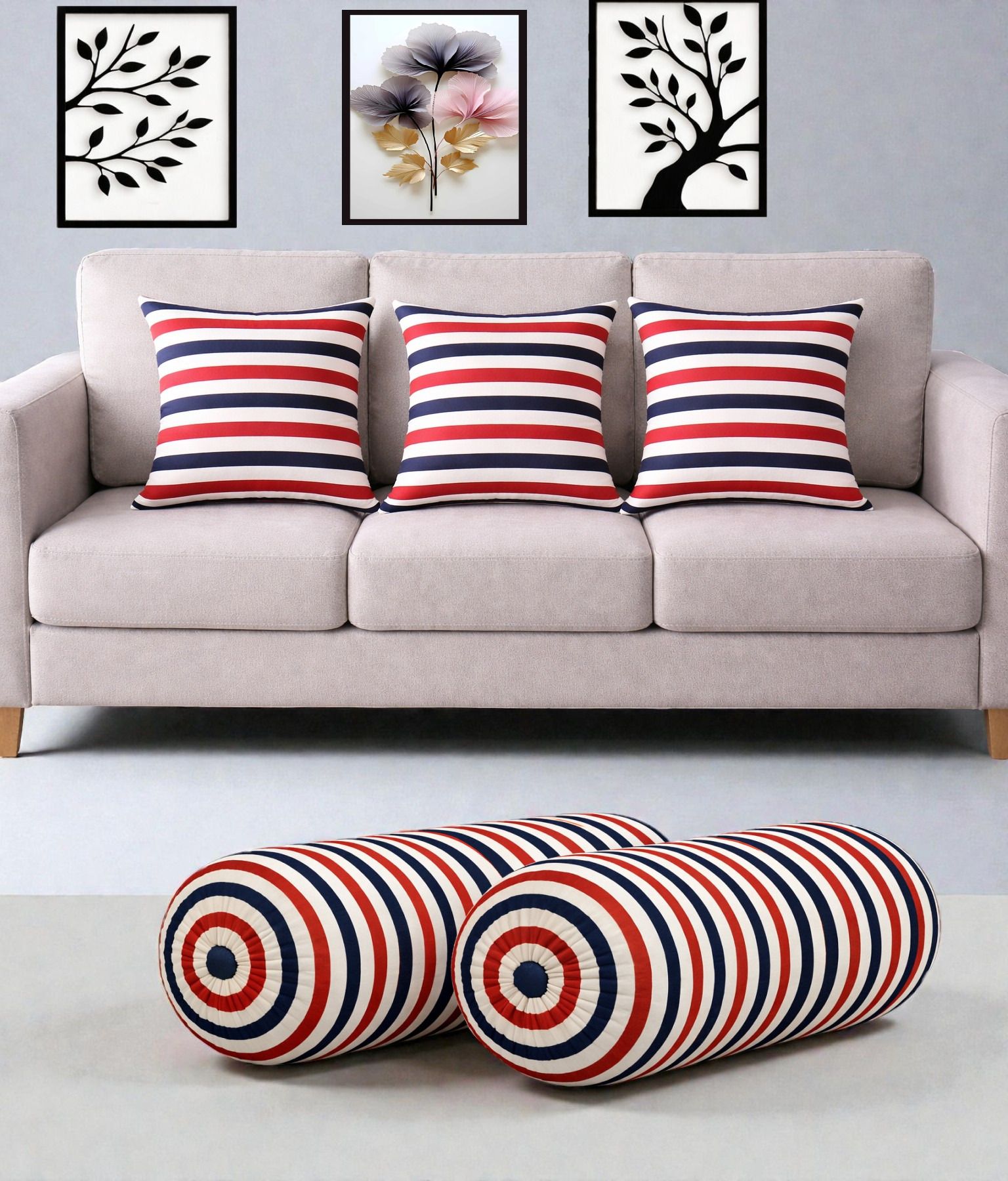 changers Microfibre Bolster Pack of 5 Floral Combo Set Of 3 Cushion And 2 Bolster-picture-31