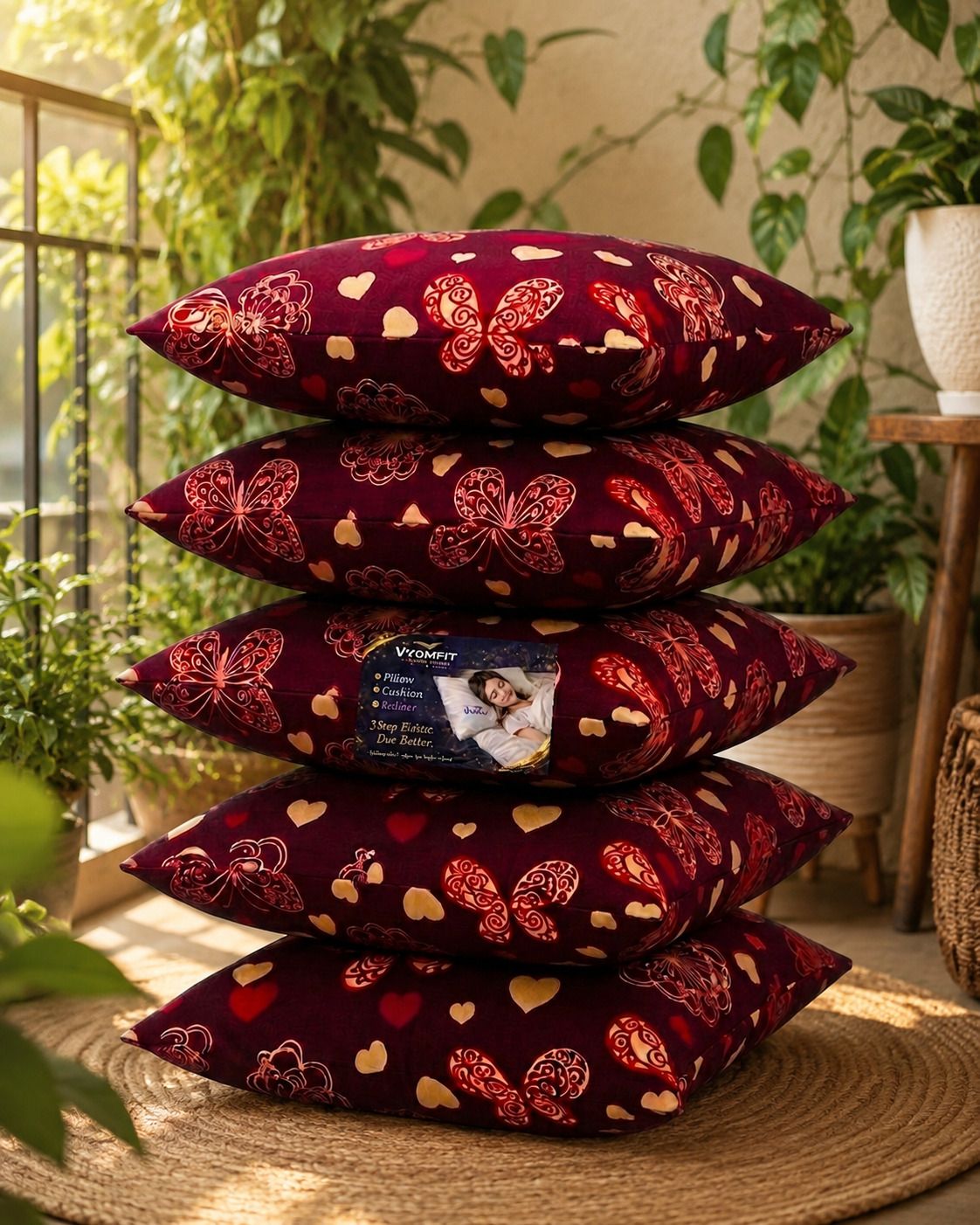 vyomfit Microfibre Cushion Pack of 5 Printed Premium Cushion Set | (16x16 inch)-picture-24