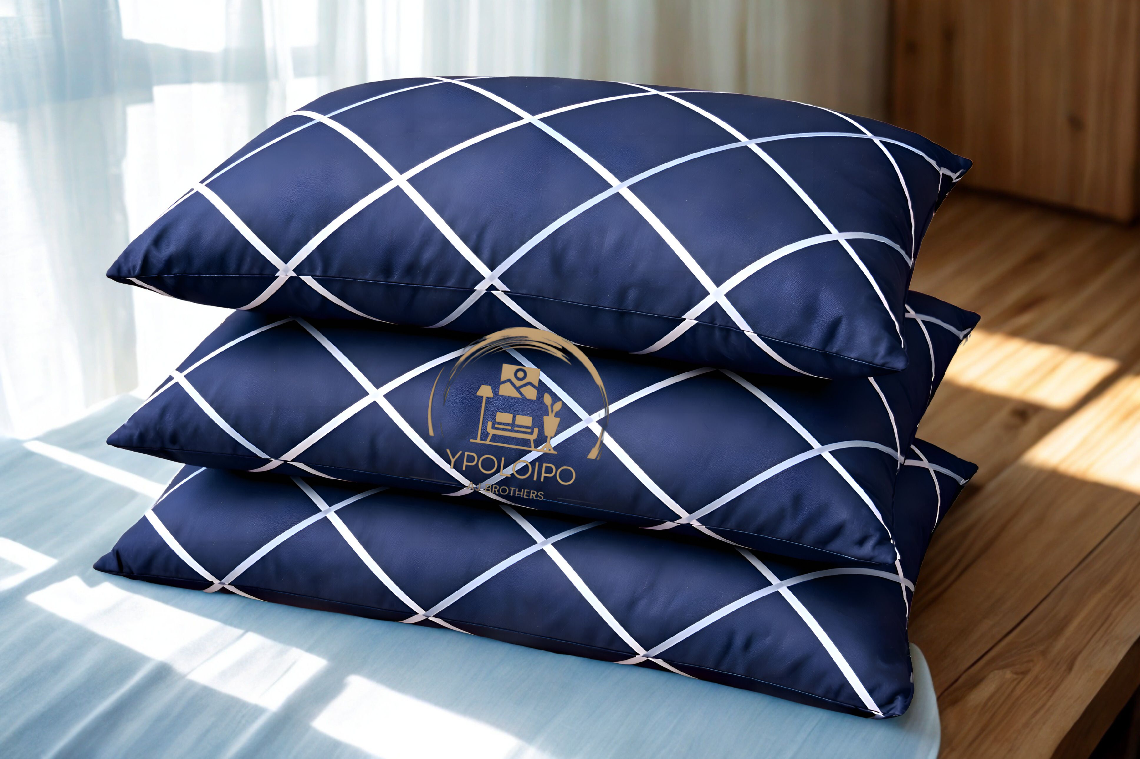 Polyester Fibre Sleeping Pillow Pack of 3 Abstract LUXURY