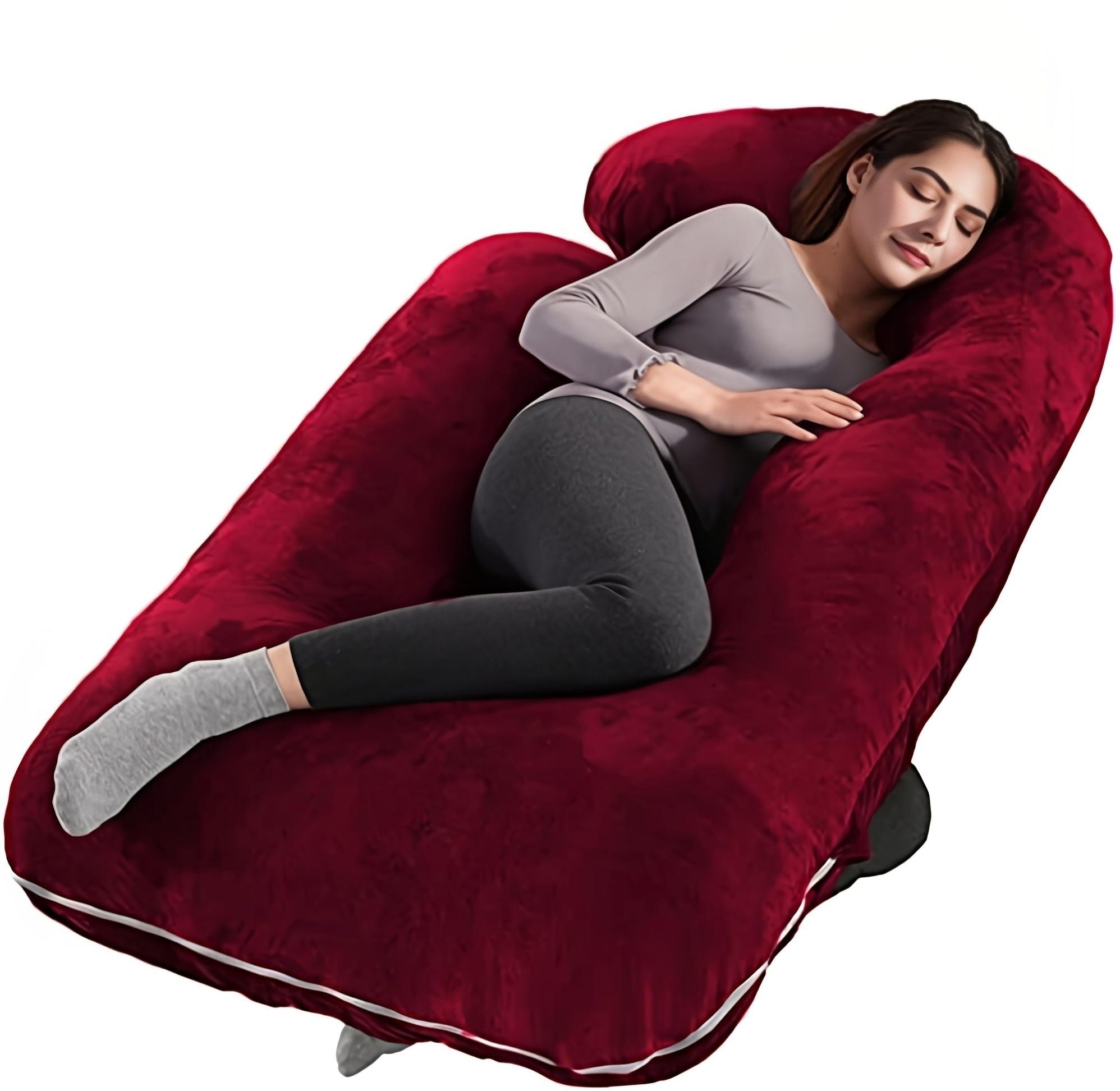 masterg Cotton, Microfibre Pregnancy Pillow Pack of 1 Solid J Shape Maternity Comfort-picture-34