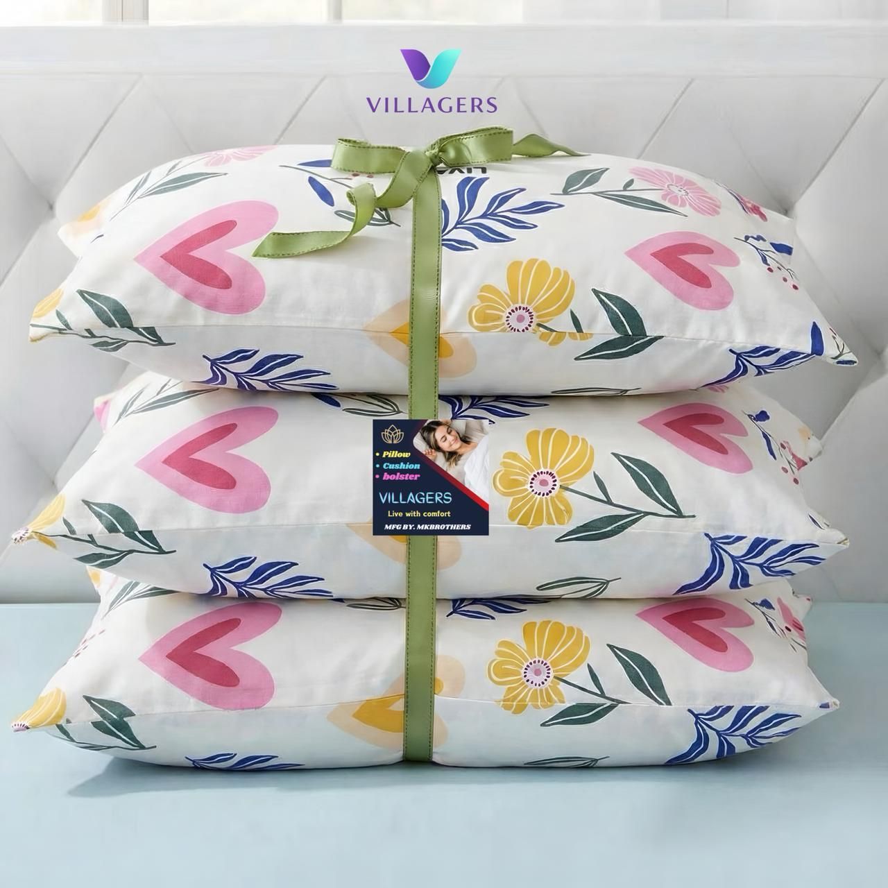 villagers Polyester Fibre Sleeping Pillow Pack of 3 Abstract-picture-39