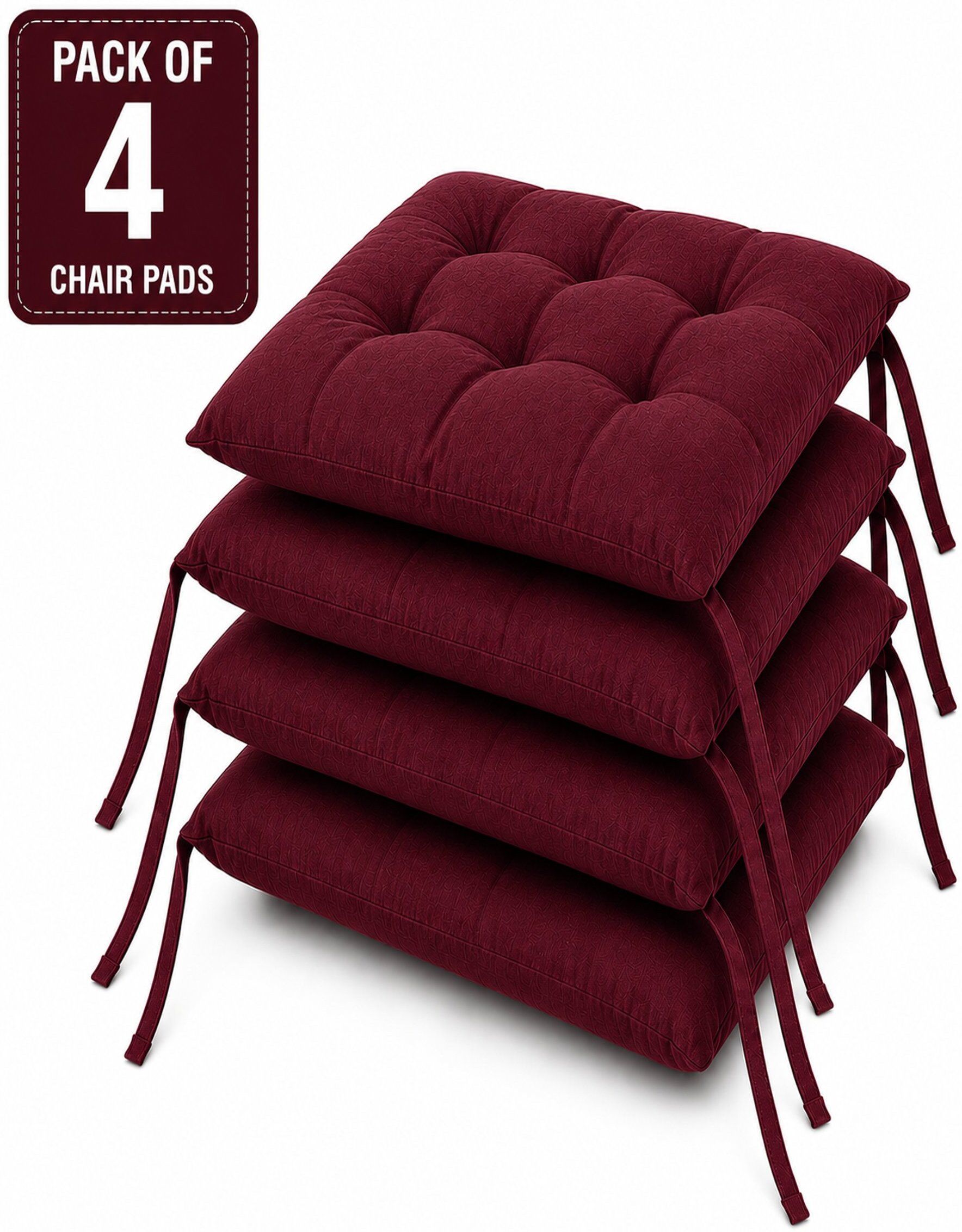 sanju brother Microfibre Chair Pad Pack of 4 Solid-picture-30