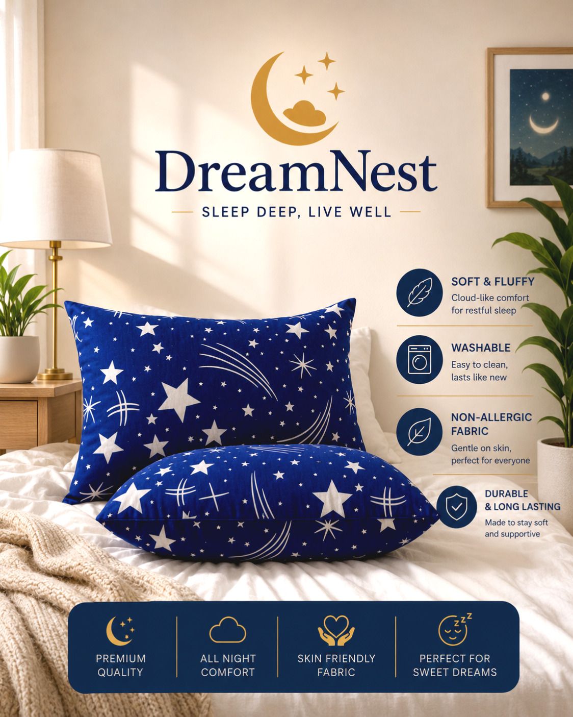 dreamnest Microfibre Sleeping Pillow Pack of 2 Abstract Luxury-picture-2