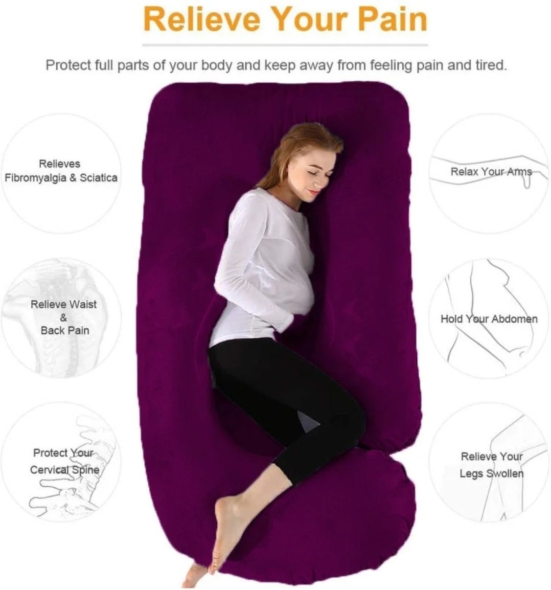 momcuddle Polyester Fibre, Microfibre Pregnancy Pillow Pack of 1 Solid comfort luxury pregnancy-picture-16
