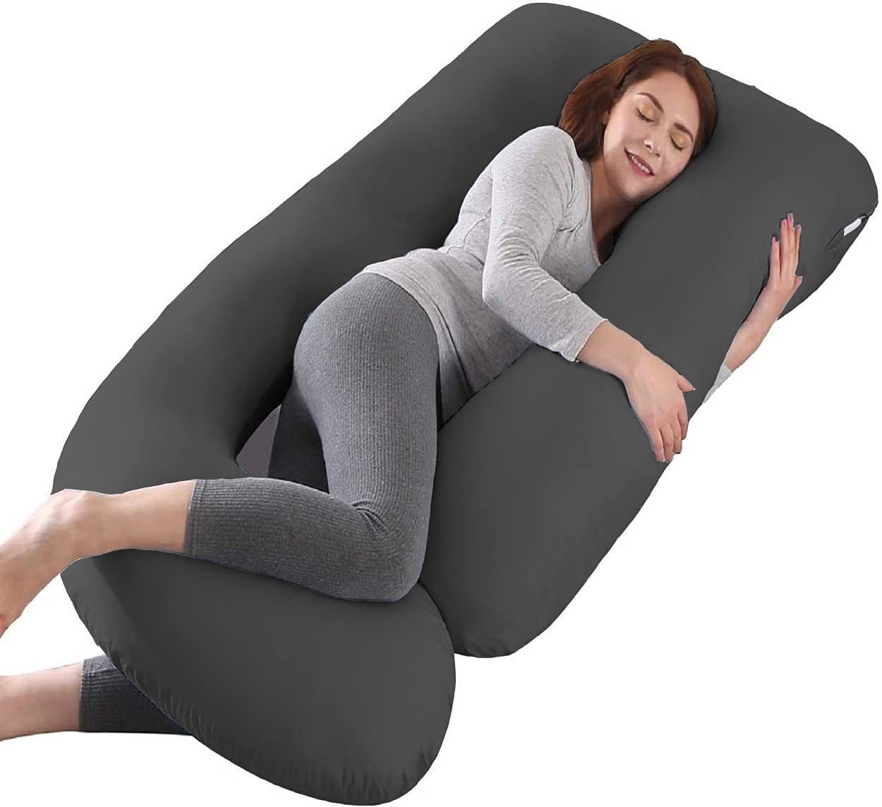 Microfibre, Polyester Fibre Pregnancy Pillow Pack of 1 Solid ultra soft j shaped pillow-image-31