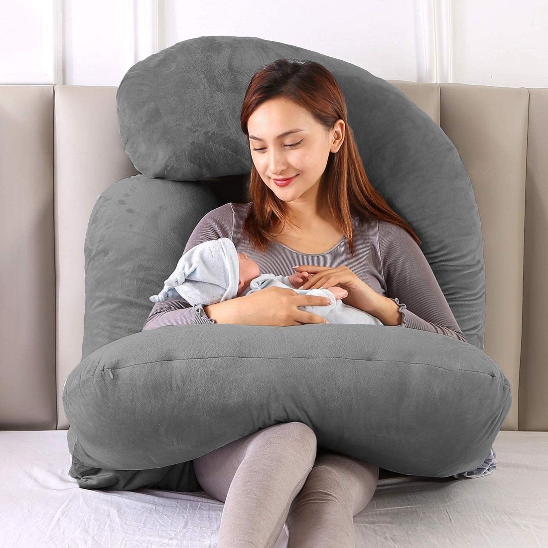 wild mint J SHAPE Microfibre Solid Pregnancy Pillow Pack of 1-picture-12