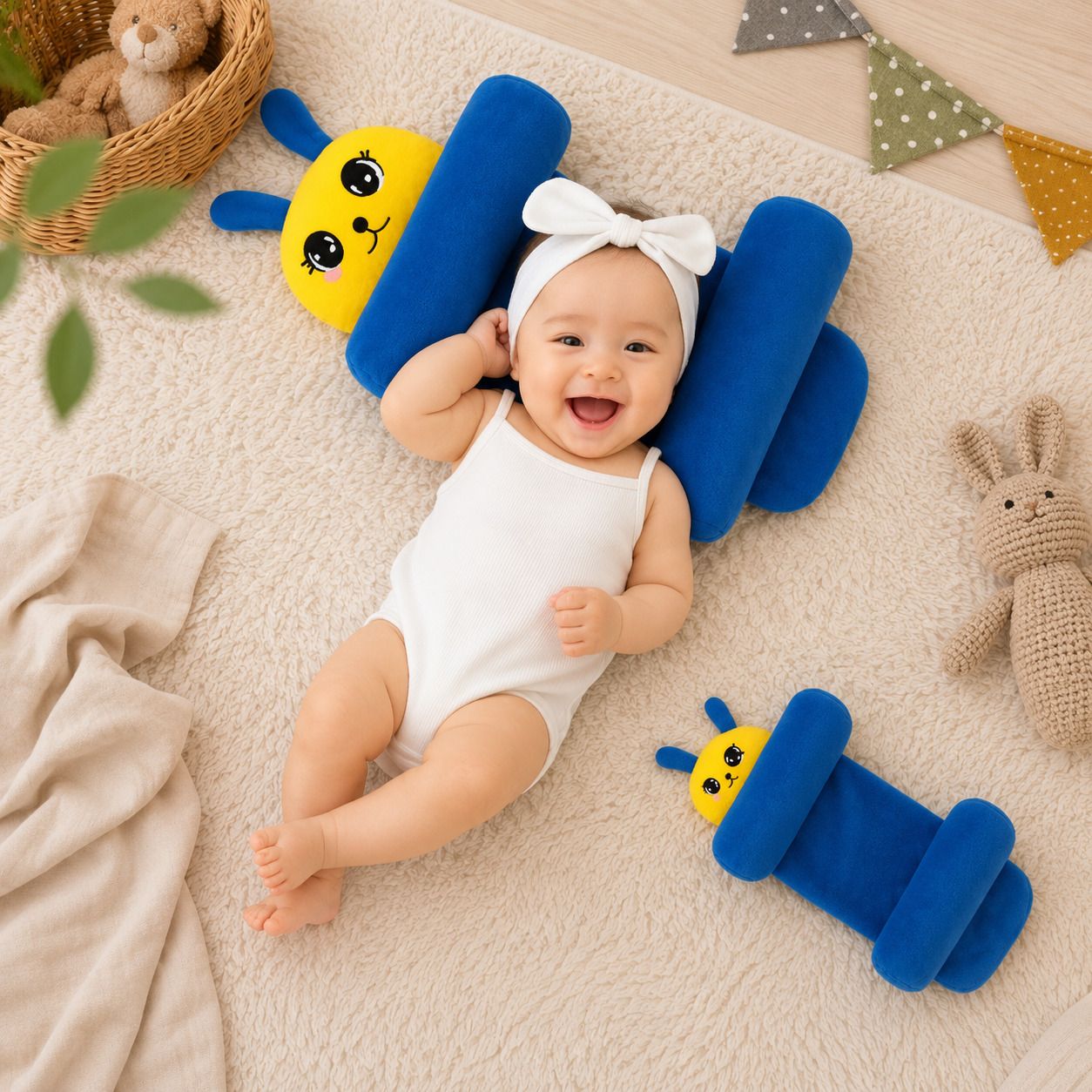 mom & son Polyester Fibre Baby Pillow Pack of 1 Solid-picture-24
