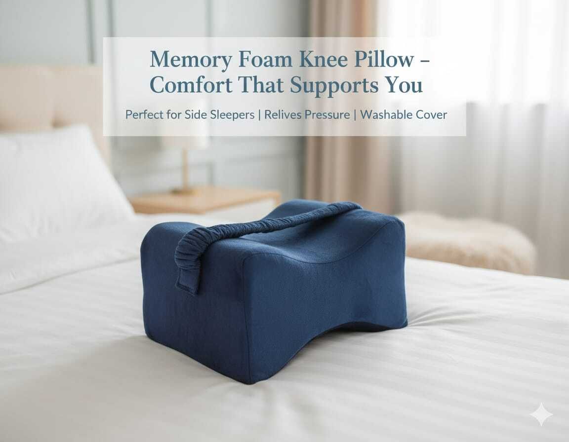 Memory Foam Orthopaedic Pillow Pack of 1 Solid Knee Pillow with Adjustable Strap | Leg Pillow for Side Sleepers-image-46
