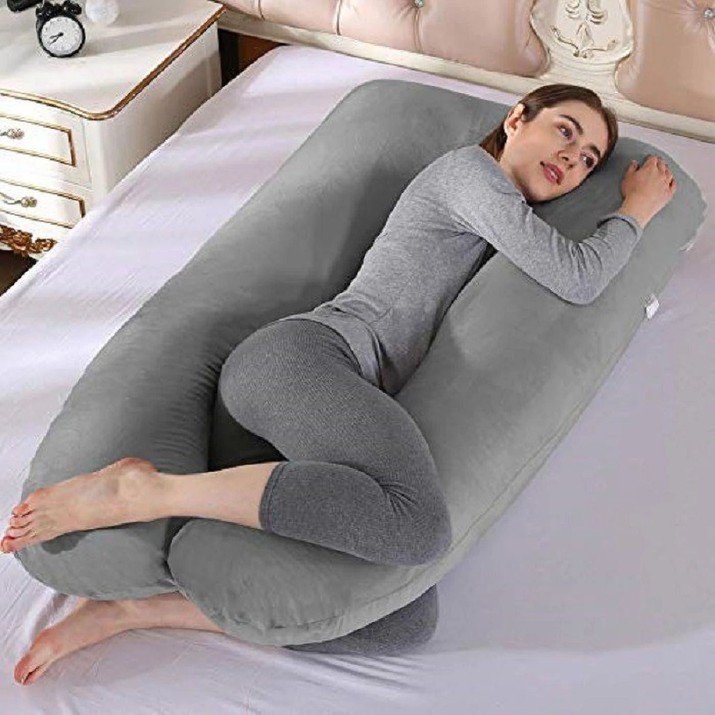 amcaton Microfibre Pregnancy Pillow Pack of 1 Solid ultra soft u shaped pillow-picture-14
