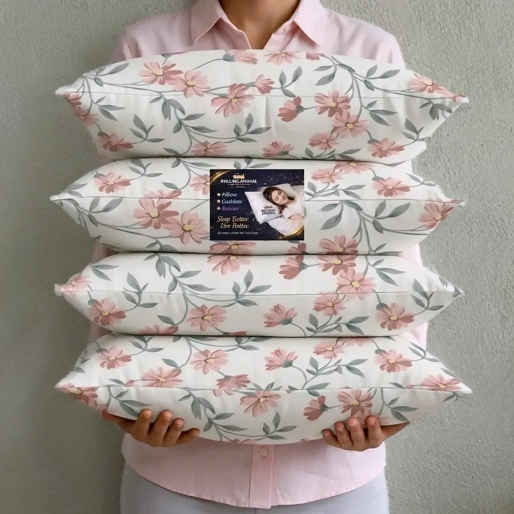 rolling animal Cotton Sleeping Pillow Pack of 4 Floral Premium Pillow Set-picture-19