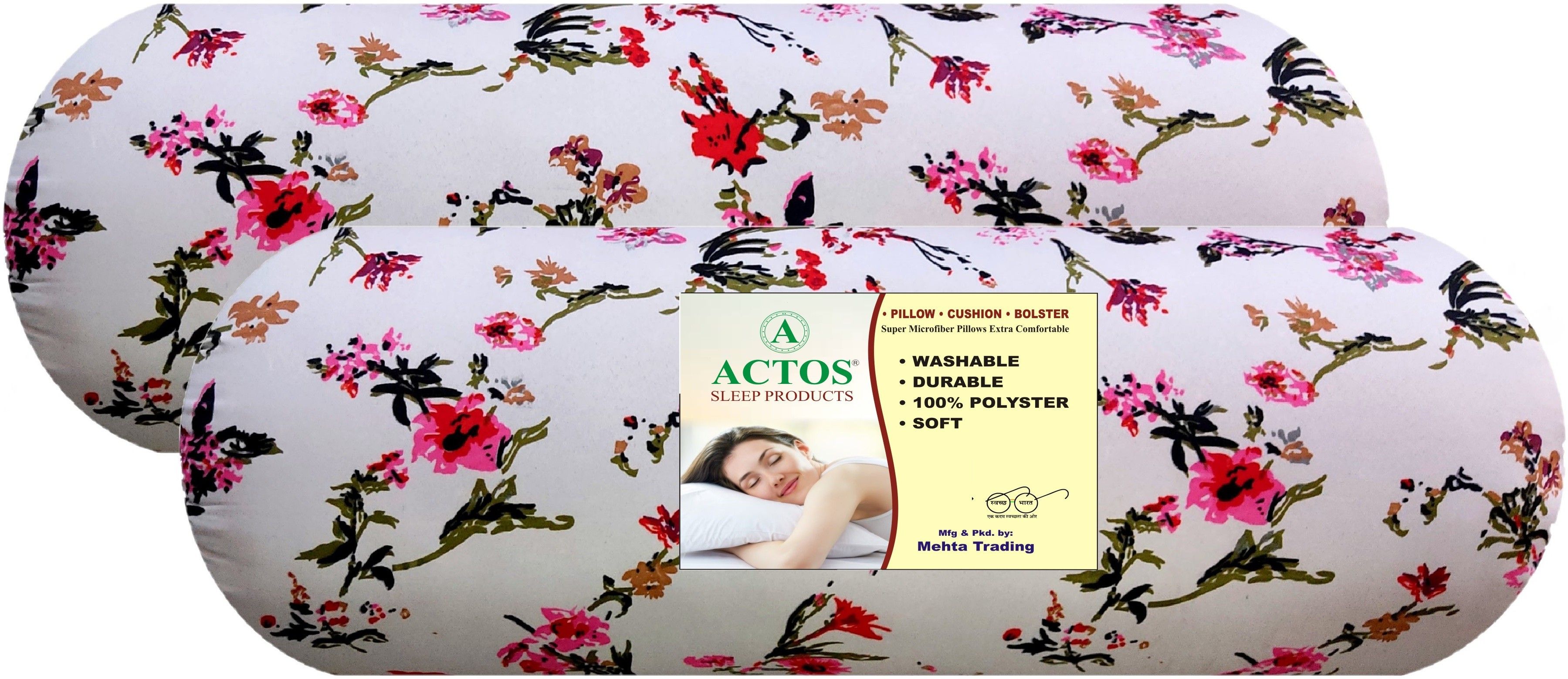 Microfibre Floral Bolster Pack of 2-image-46