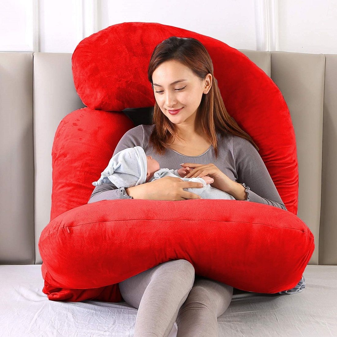 wild mint J SHAPE Microfibre Solid Pregnancy Pillow Pack of 1-picture-18