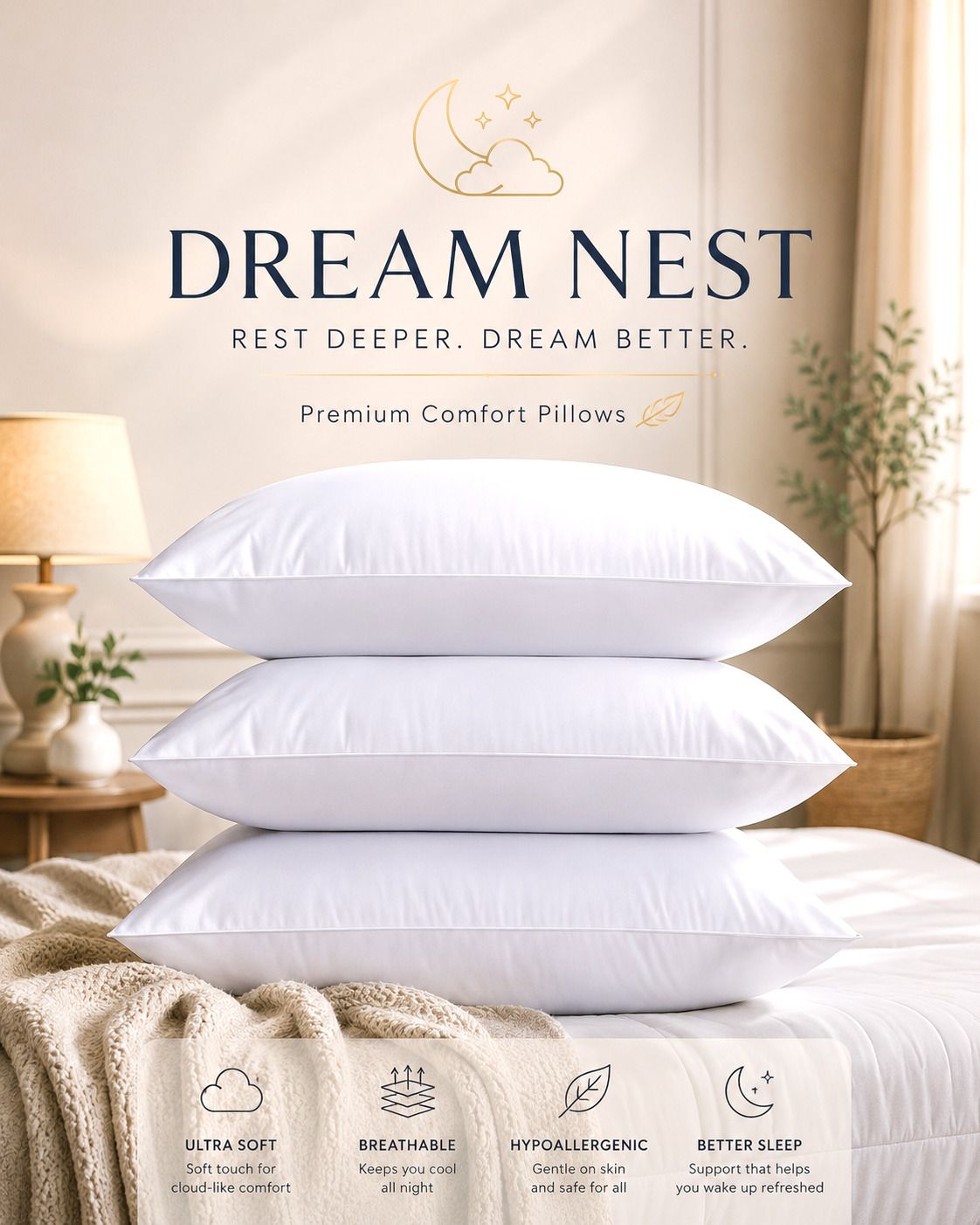 dreamnest Microfibre Sleeping Pillow Pack of 3 Abstract Luxury-picture-28