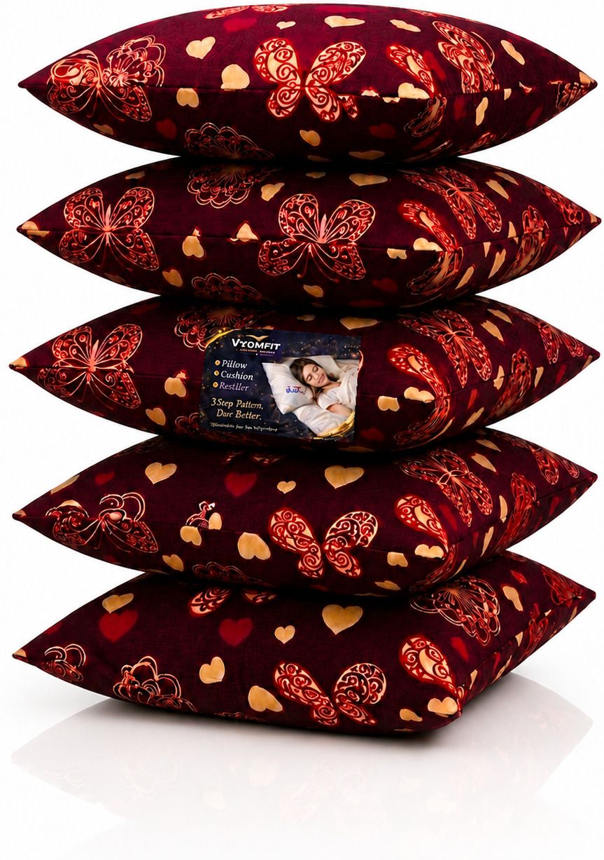 Microfibre Cushion Pack of 5 Printed Premium Cushion Set | (16x16 inch)-image-36