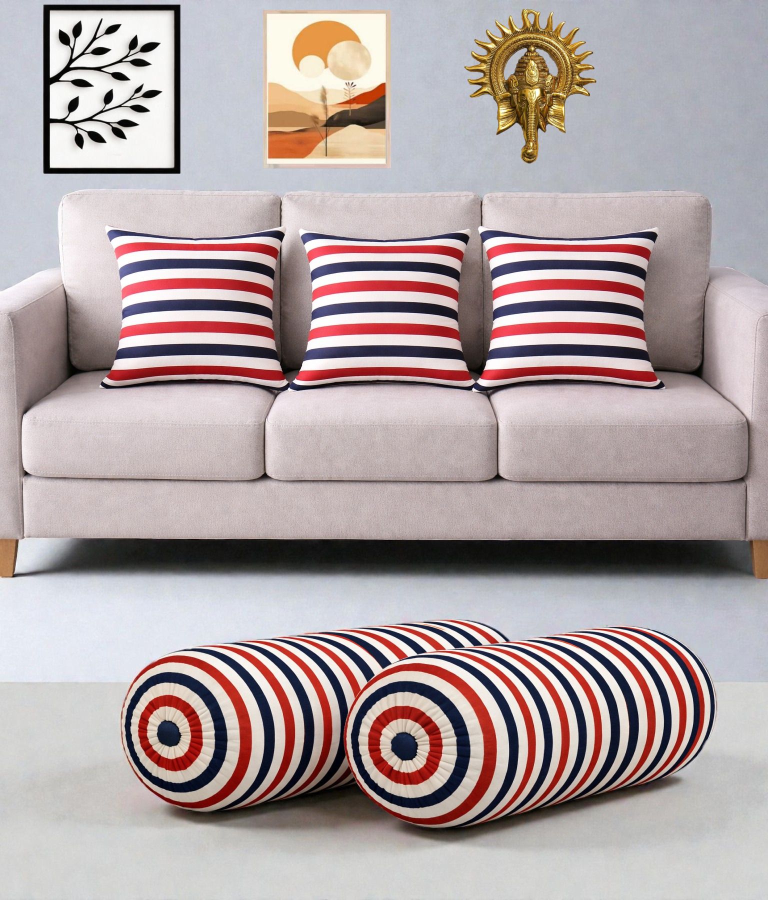 gkm Microfibre Bolster Pack of 5 Floral Combo Set Of 3 Cushion And 2 Bolster-picture-10