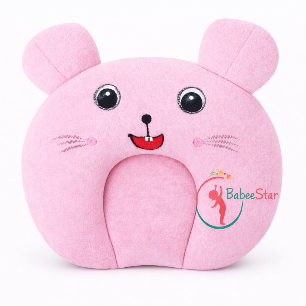 Mustard Seeds, Microfibre Baby Pillow Pack of 1 Animals Cartoon Kids Pillow | Sleeping Cushion for Girls | Cute Animal Print