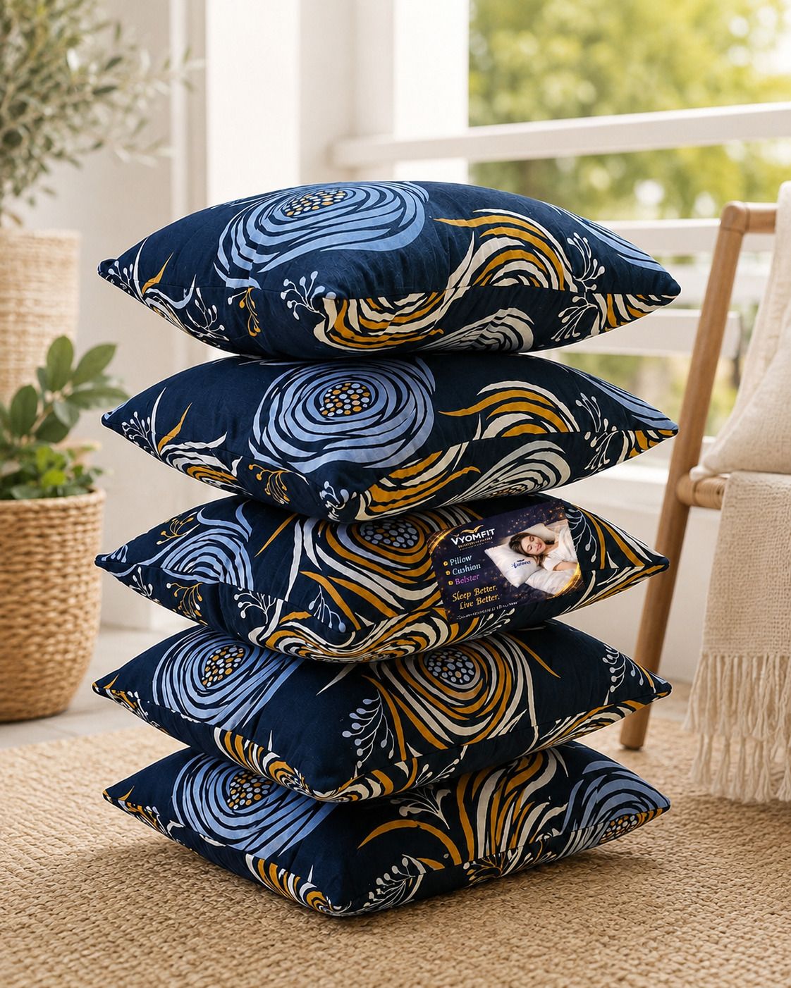 vyomfit Microfibre Cushion Pack of 5 Printed Premium Cushion Set | (16x16 inch)-picture-30