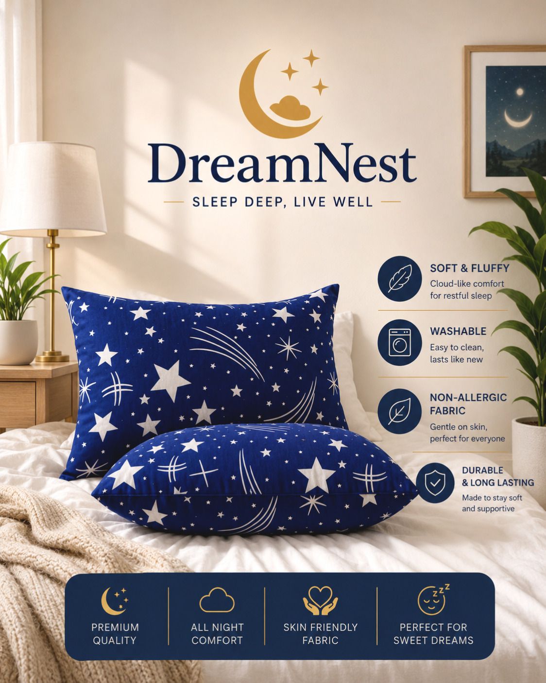 dreamnest Microfibre Sleeping Pillow Pack of 2 Abstract Luxury-picture-7