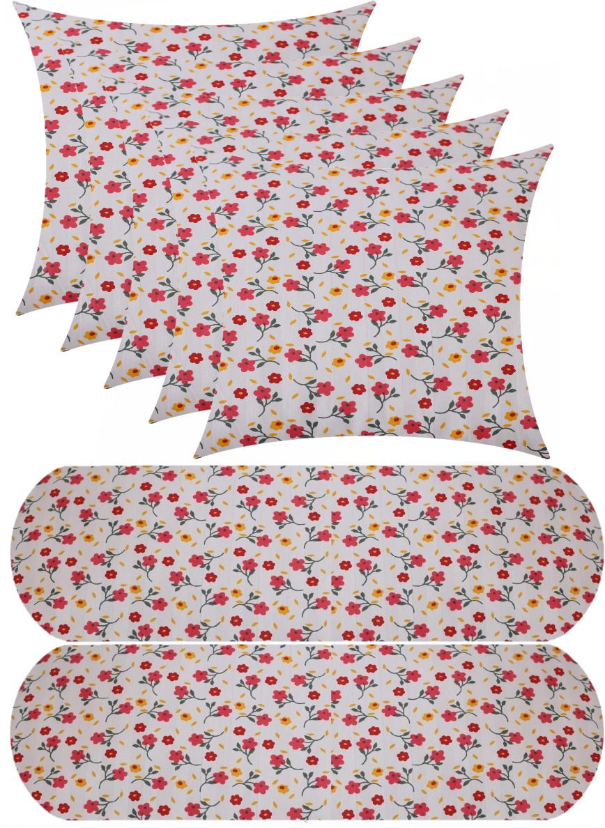 Microfibre Bolster Pack of 7 Floral 5 Cushion And 2 Bolster-image-31