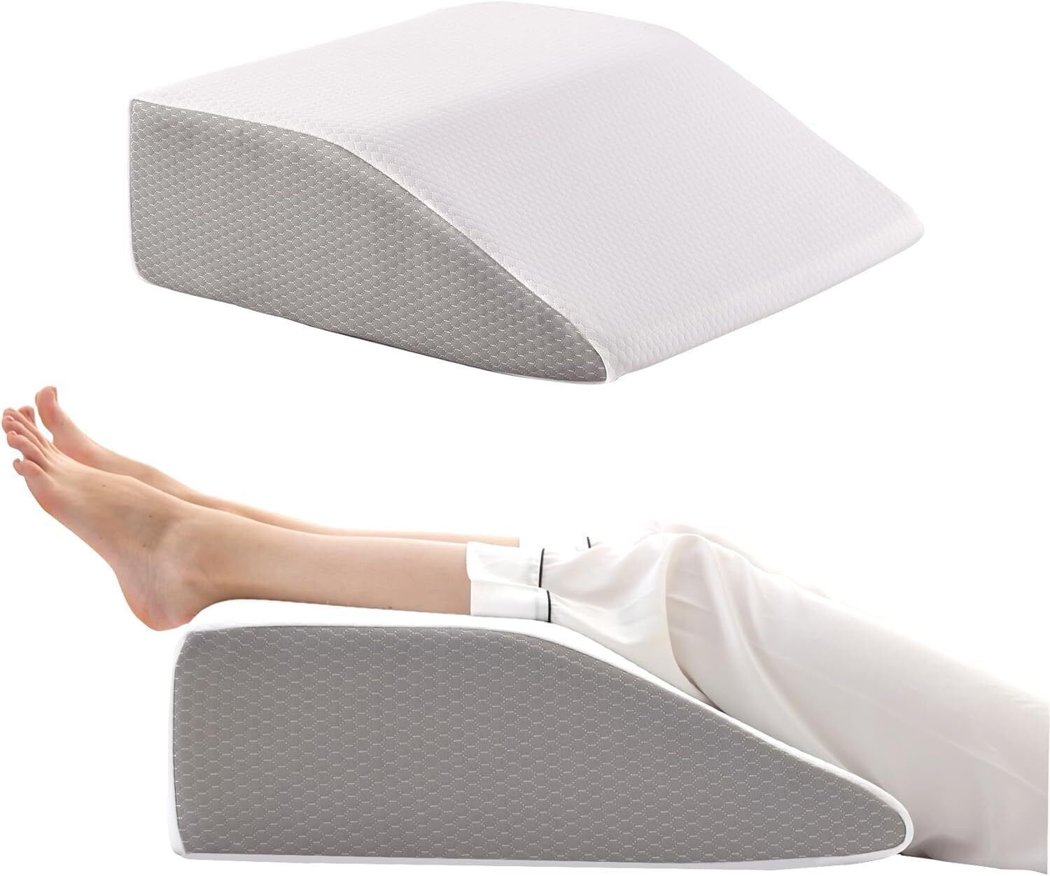 Memory Foam Orthopaedic Pillow Pack of 1 Solid Leg Wedge Contour Pillow Memory Foam Leg Support-Leg Pain Relief for Sleeping
