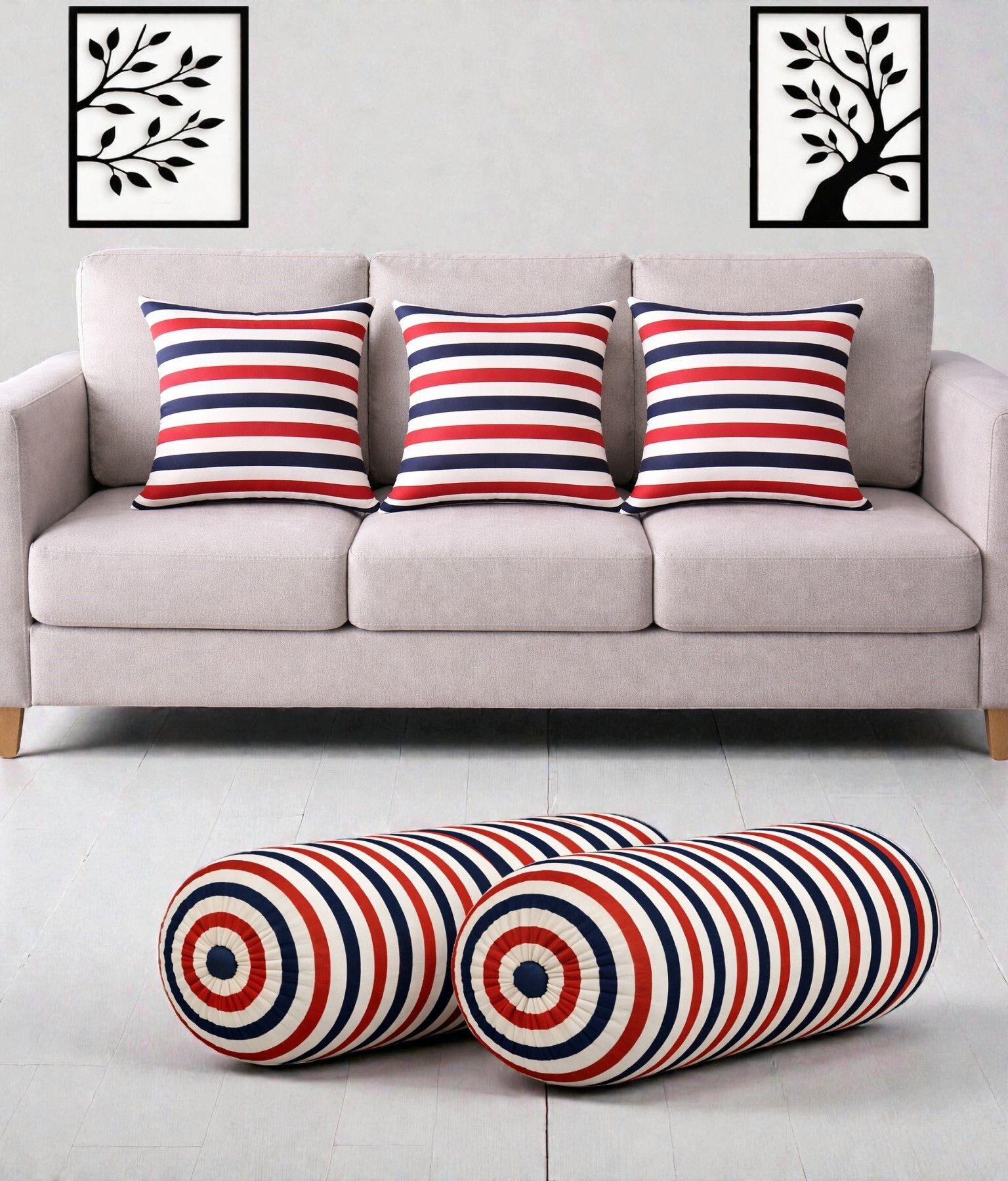 changers Microfibre Bolster Pack of 5 Geometric Combo Set Of 3 Cushion And 2 Bolster-picture-38