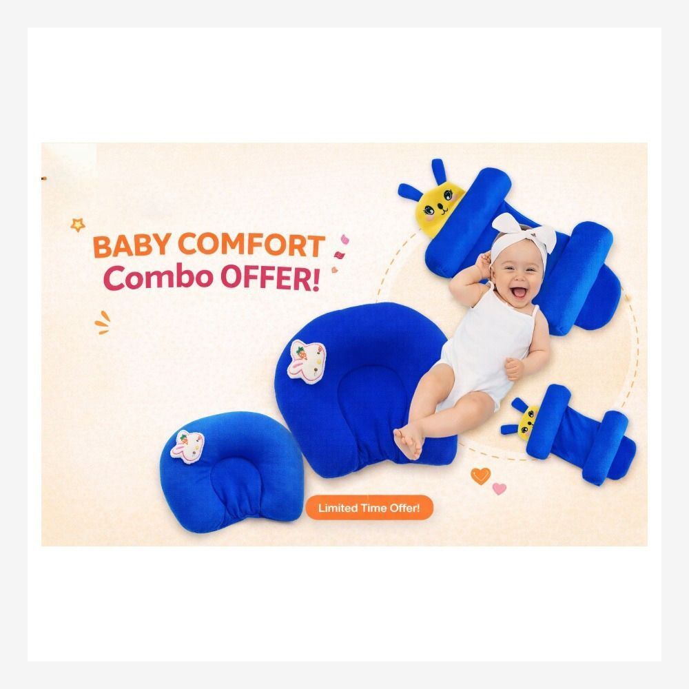 Cotton Baby Pillow Pack of 2 Solid Baby Neck Pillow-image-33
