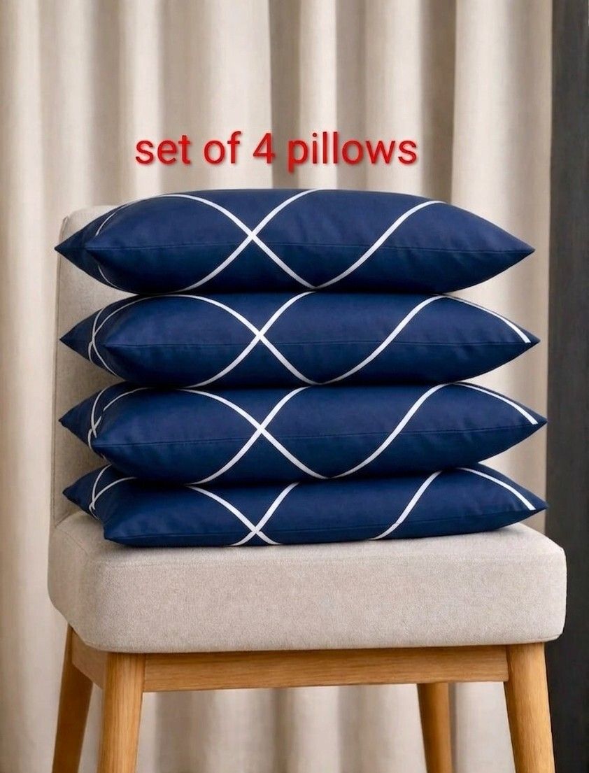 Polyester Fibre Sleeping Pillow Pack of 4 Geometric-image-48