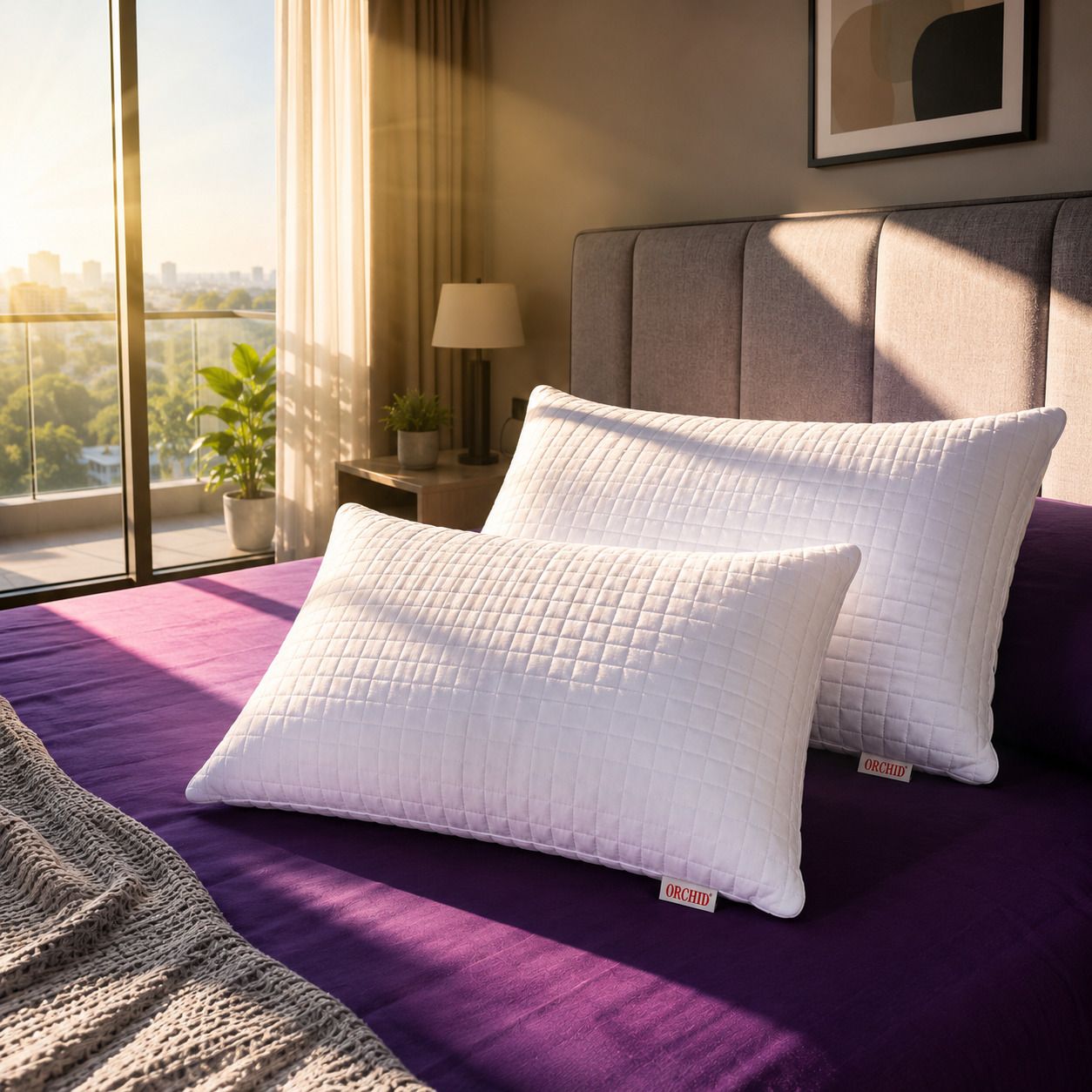 Microfibre Sleeping Pillow Pack of 2 Solid ORCH_PIL-WHT-CH-QT-image-12