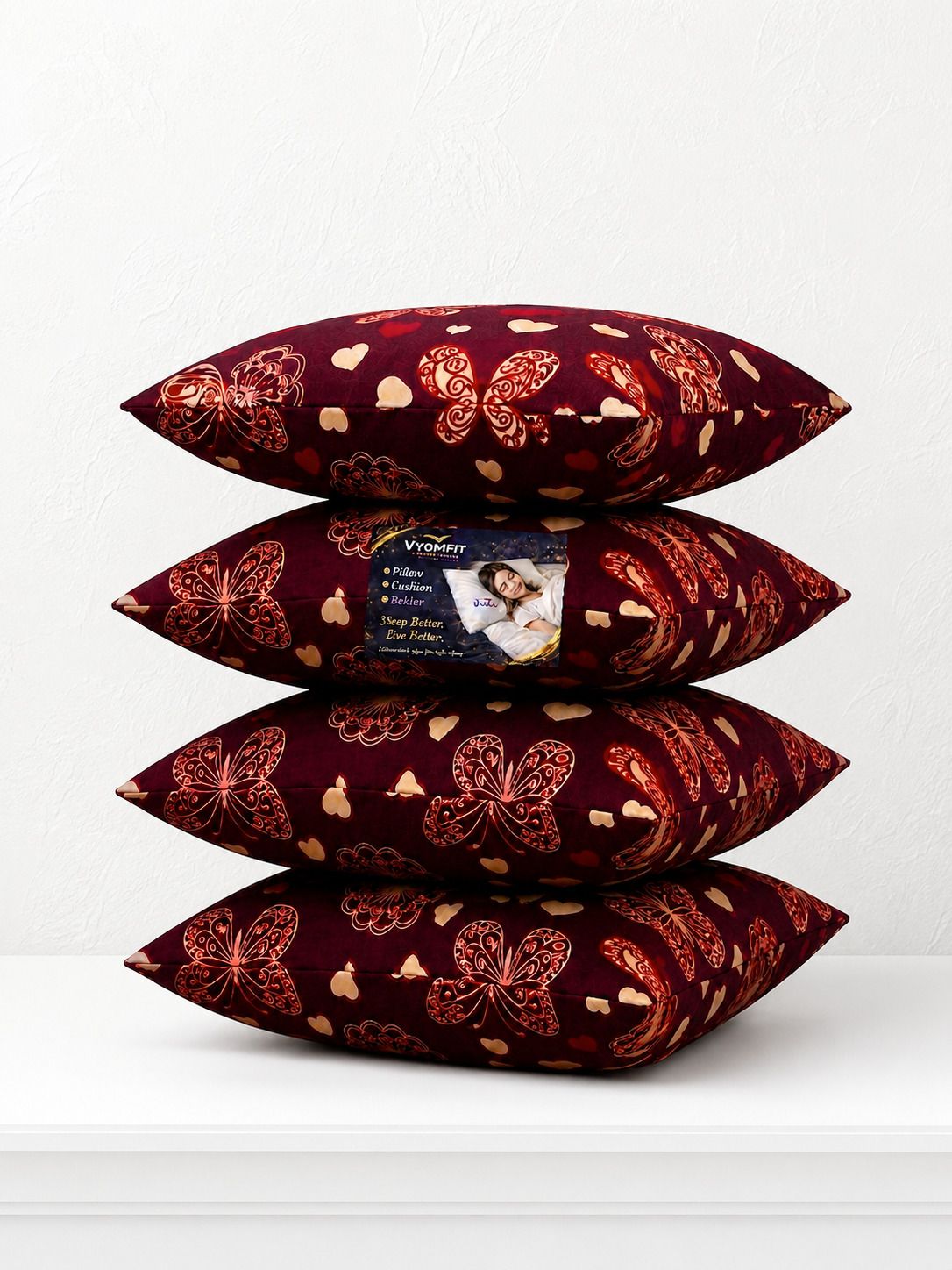 Microfibre Cushion Pack of 4 Printed Premium Cushion Set | (16x16 inch)-image-47