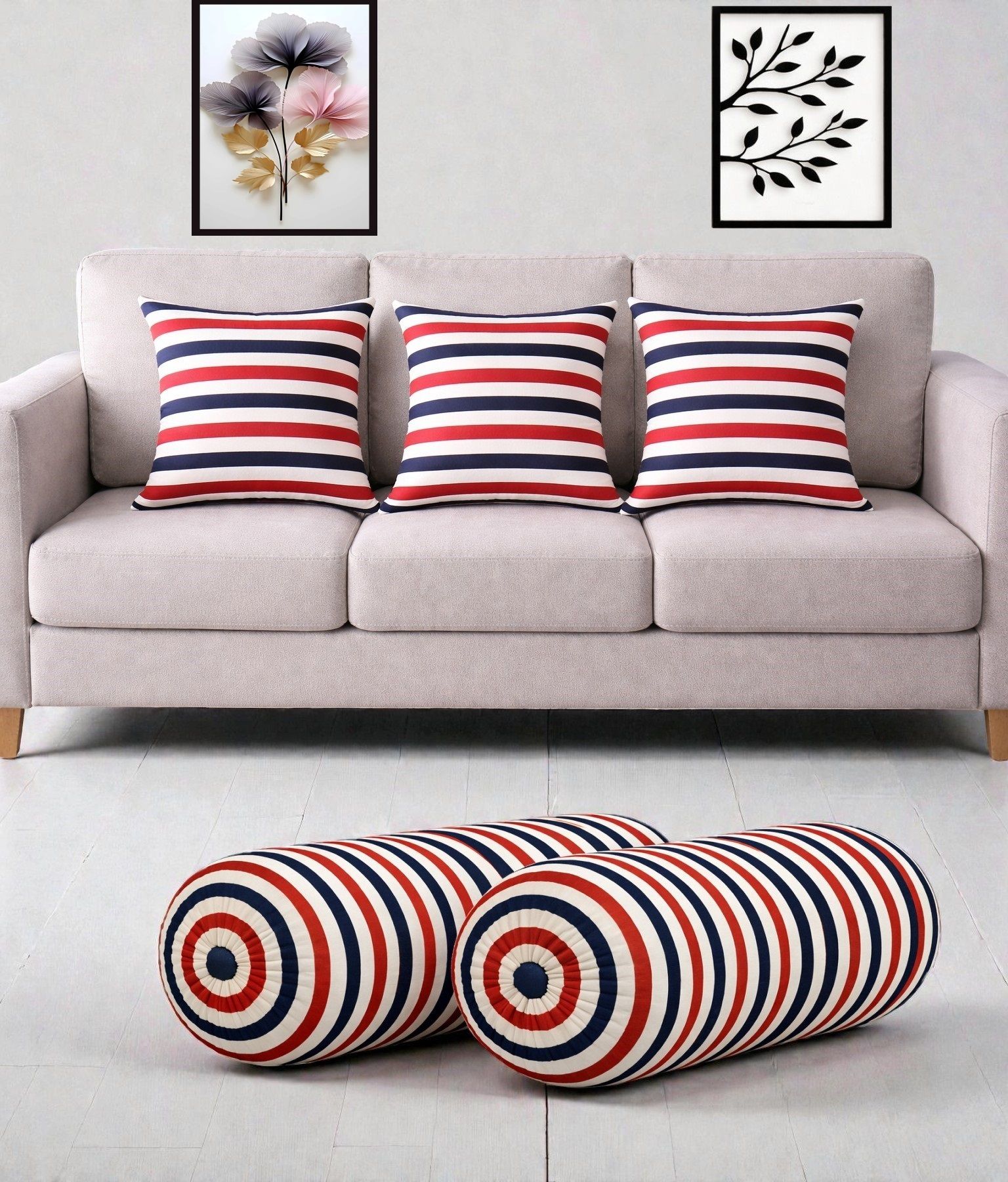 changers Microfibre Bolster Pack of 5 Floral Combo Set Of 3 Cushion And 2 Bolster-picture-40