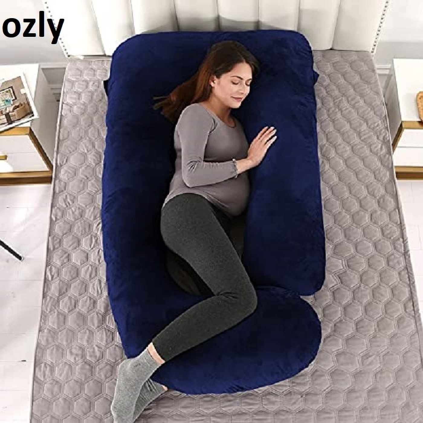 Microfibre, Polyester Fibre Pregnancy Pillow Pack of 1 Solid ultra soft j shaped pillow-image-28
