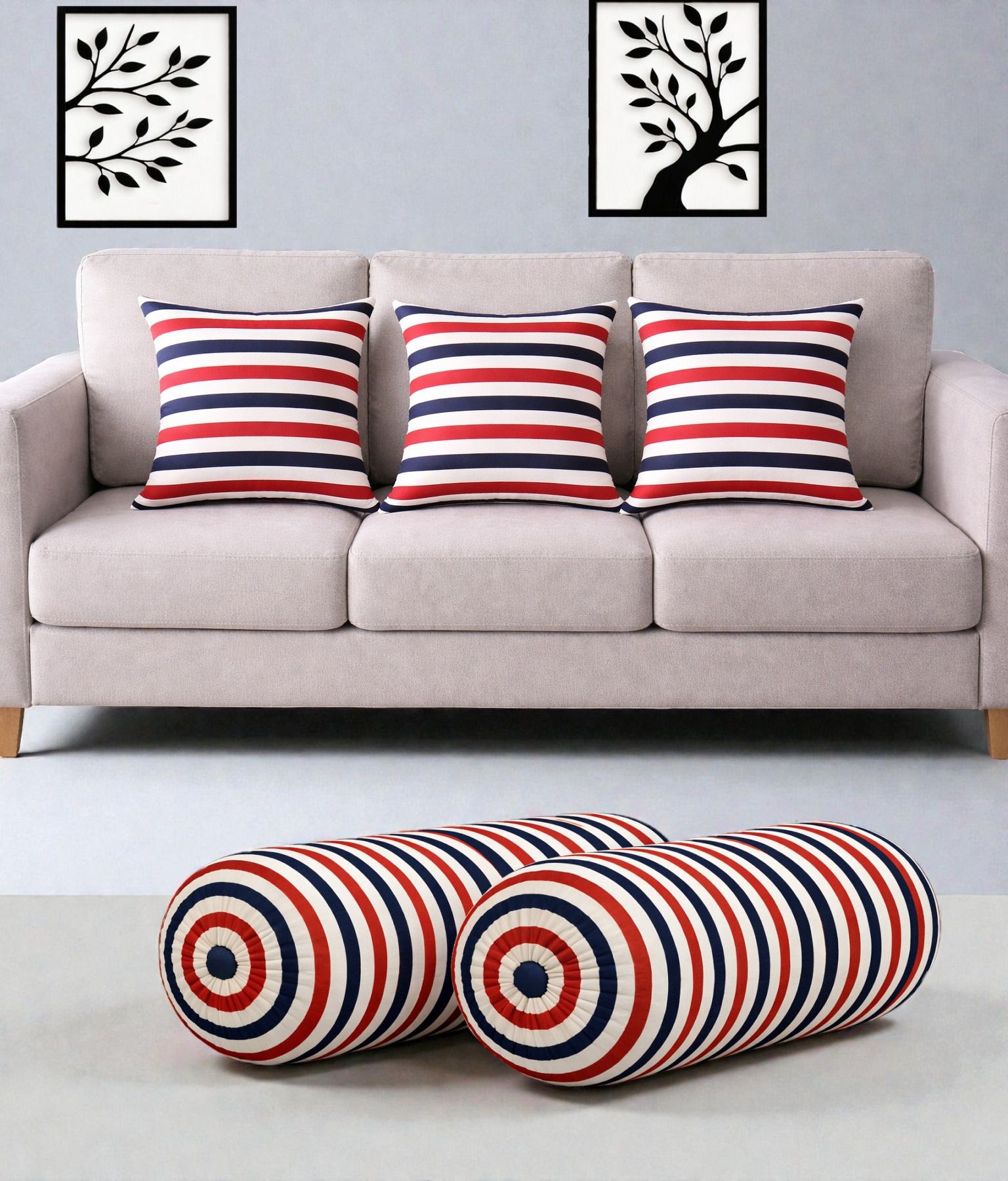 changers Microfibre Bolster Pack of 5 Floral Combo Set Of 3 Cushion And 2 Bolster-picture-41