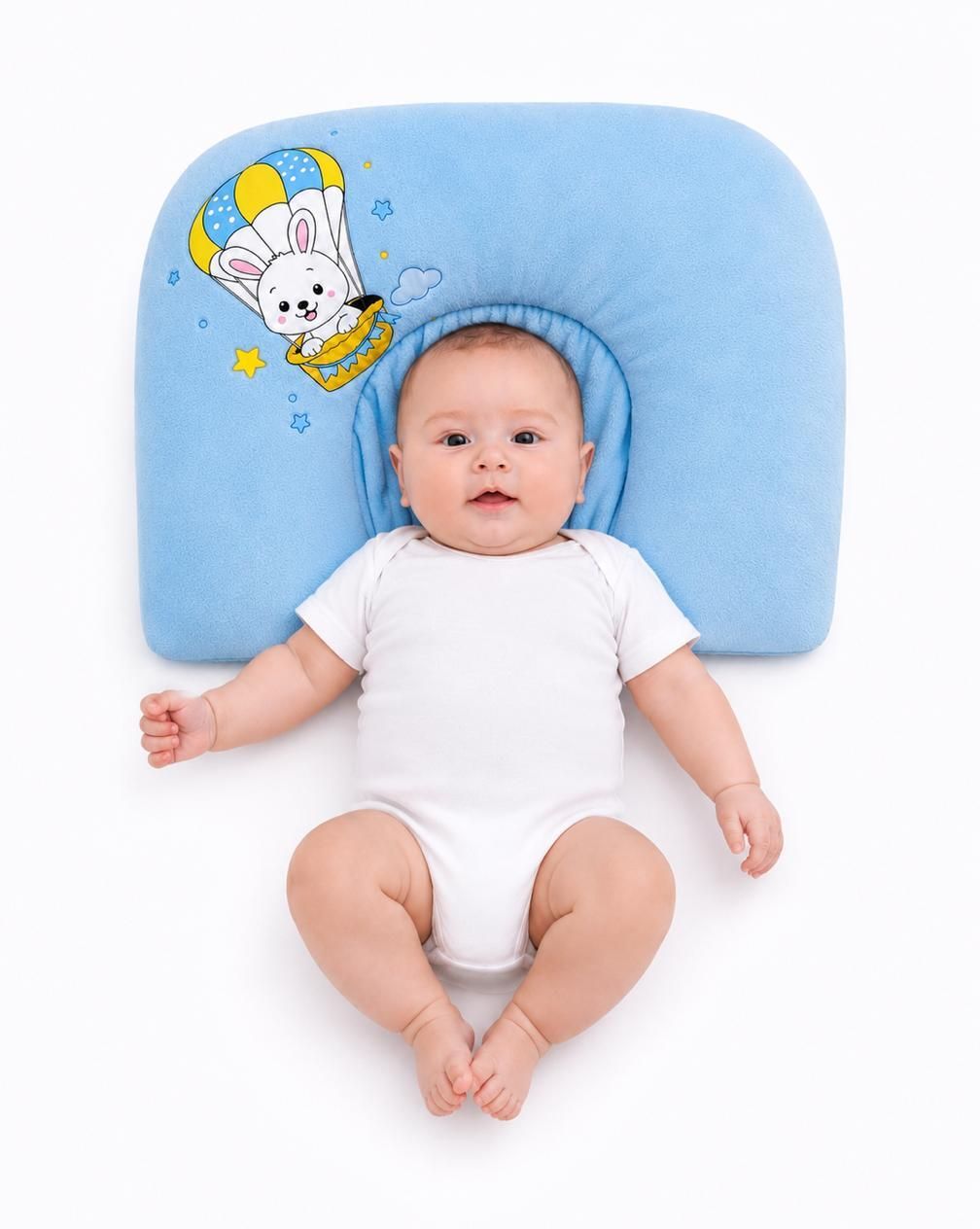 Microfibre Baby Pillow Pack of 1 Animals Blue Rabbit Mustard Seeds Baby Pillow Soft Valvet (0 to 12)months-image-1