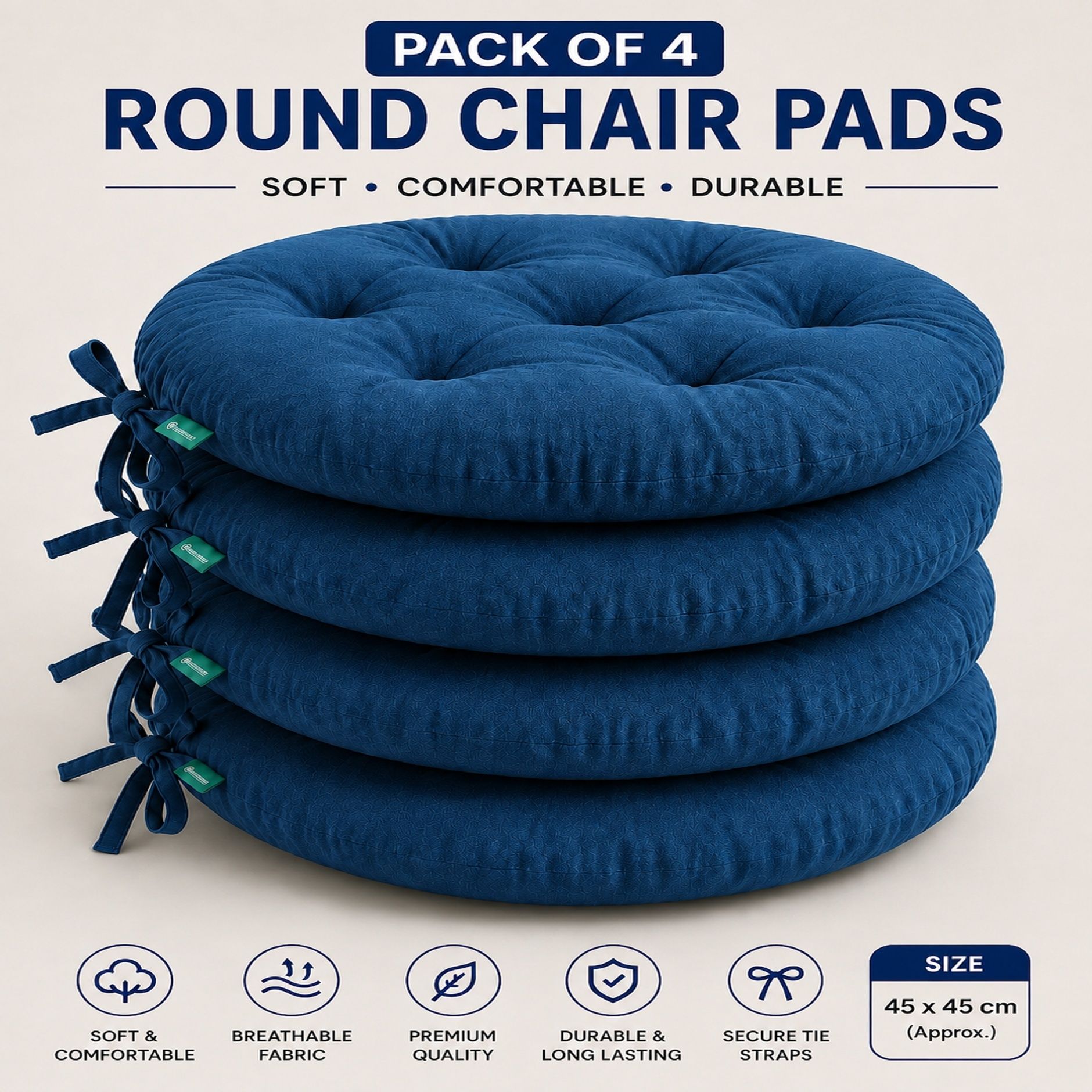 bhebha Microfibre Chair Pad Pack of 4 Solid-picture-43