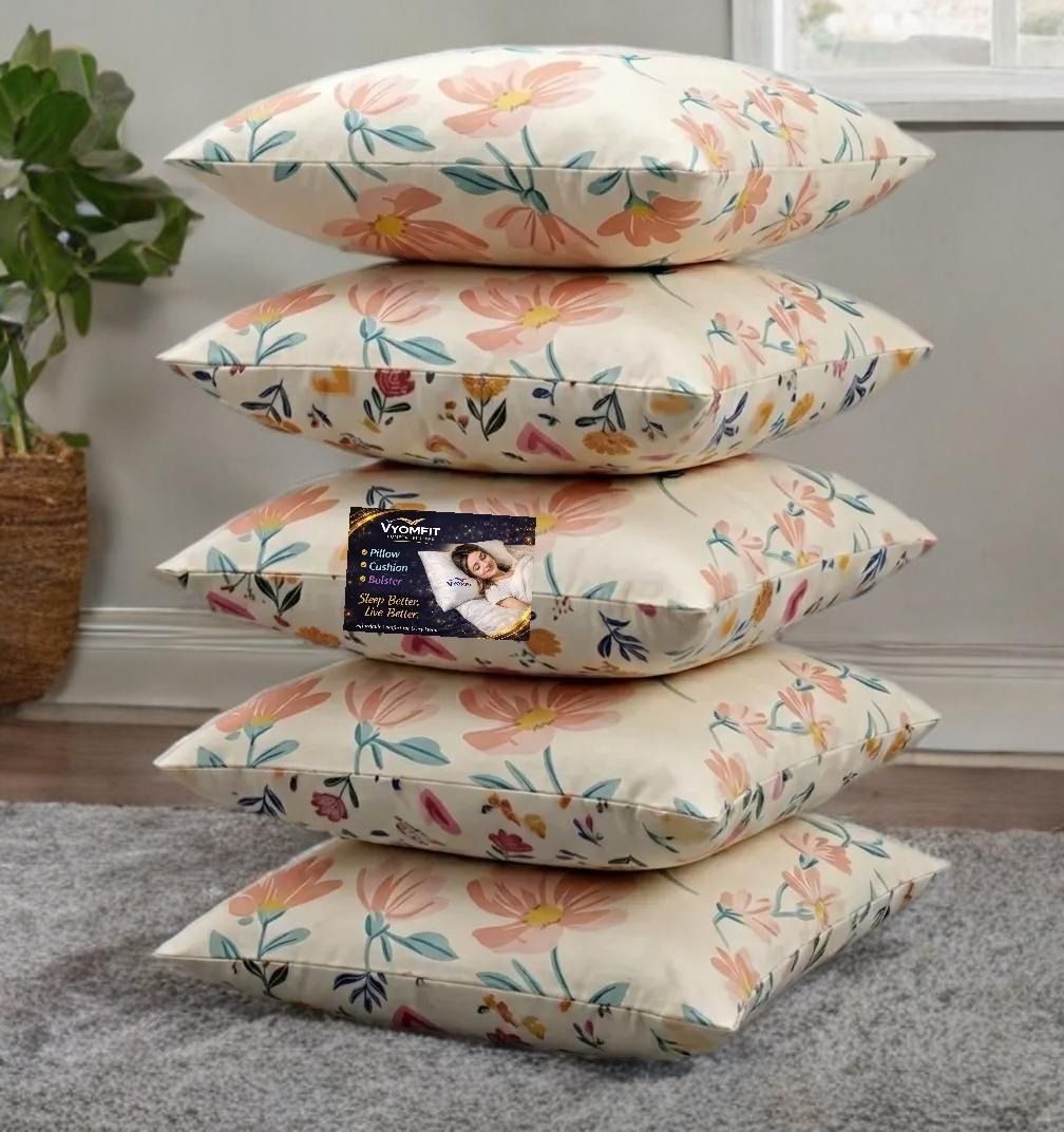 Microfibre Cushion Pack of 5 Floral Premium Cushion Set | (16x16 inch)-image-7