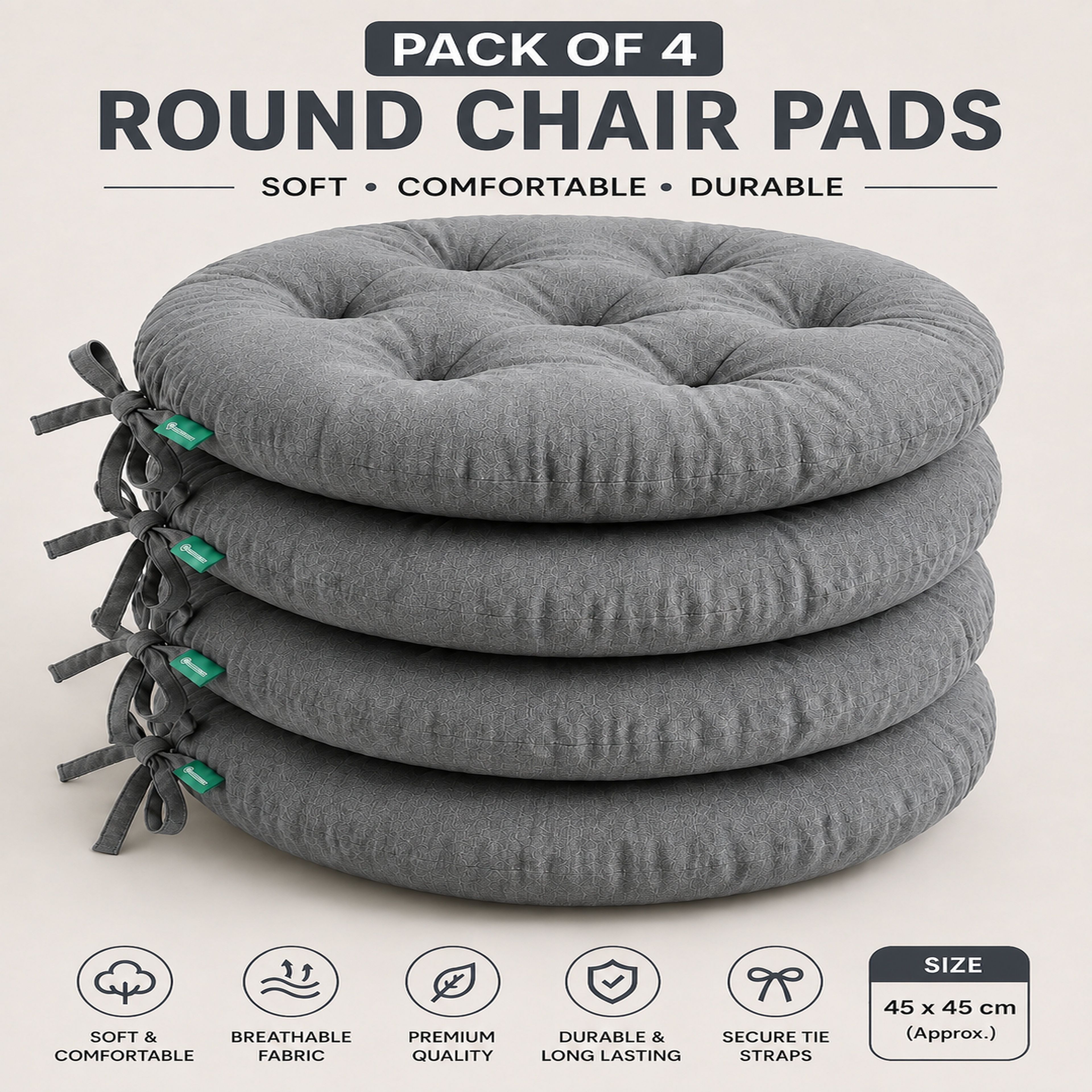 bhebha Microfibre Chair Pad Pack of 4 Solid-picture-48
