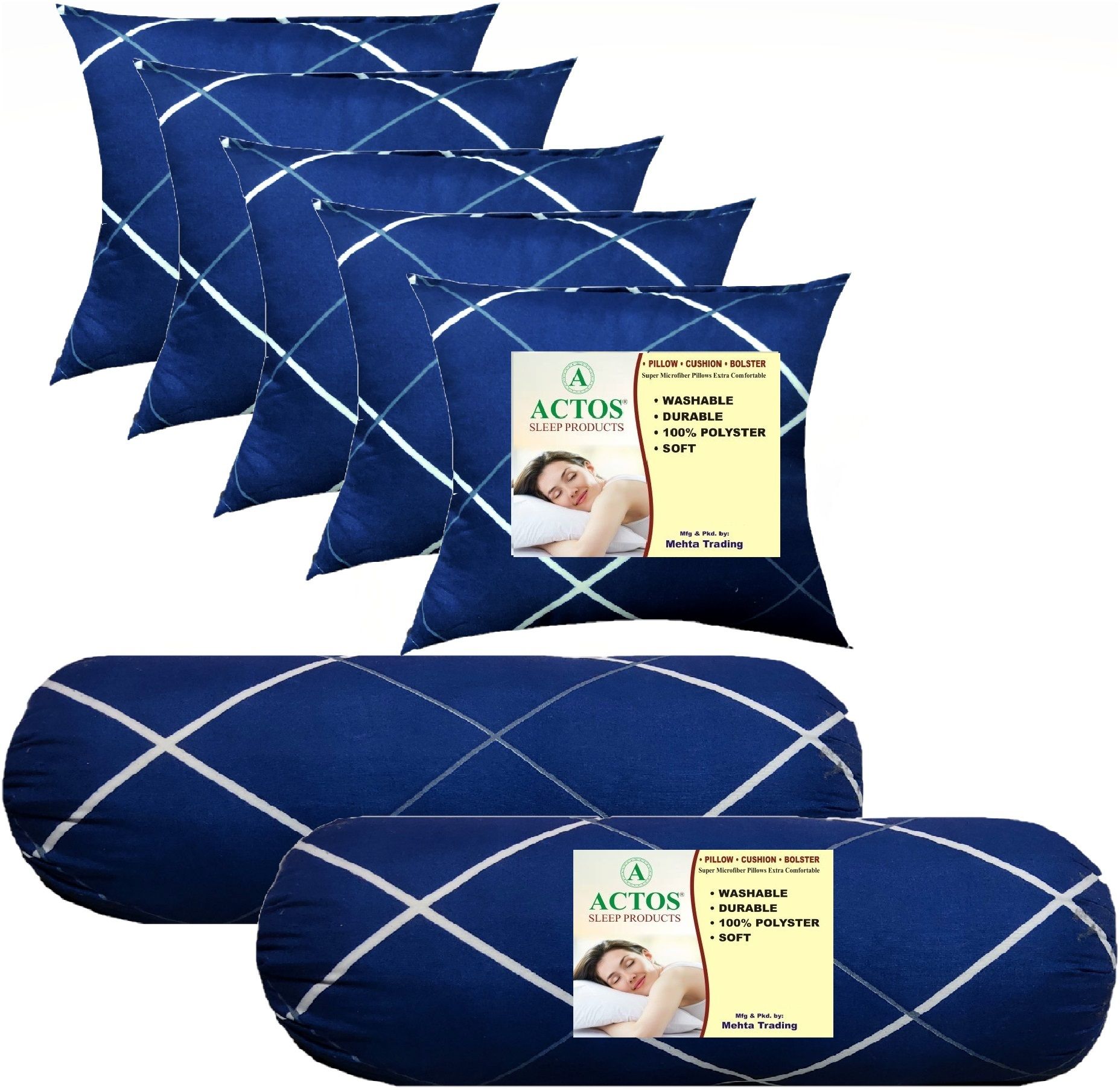 Microfibre Bolster Pack of 7 Abstract Combo set 5 Cushion and 2-image-10