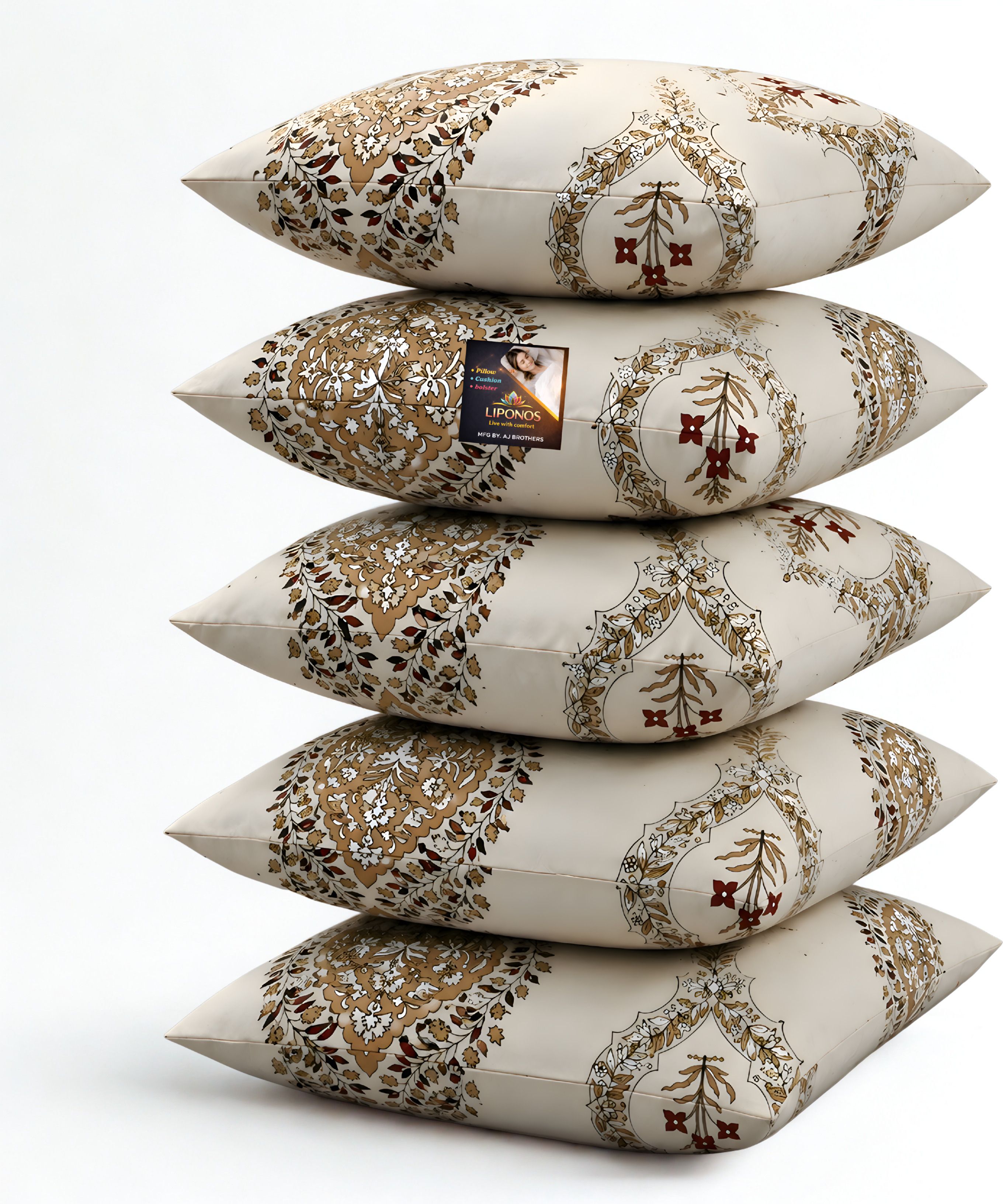 liponos Microfibre Cushion Pack of 5 Floral Premium Cushion Set (16x16 inch)-picture-20