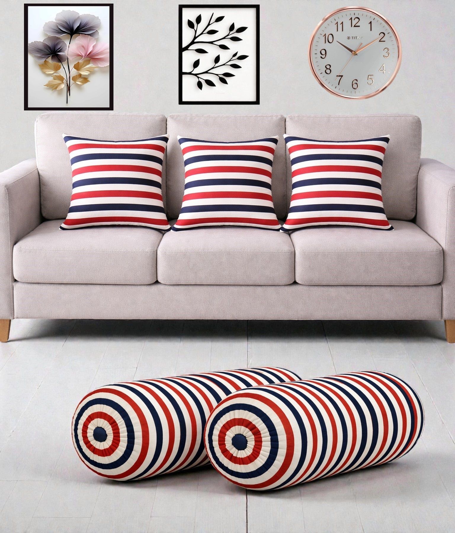 changers Microfibre Bolster Pack of 5 Floral Combo Set Of 3 Cushion And 2 Bolster-picture-37